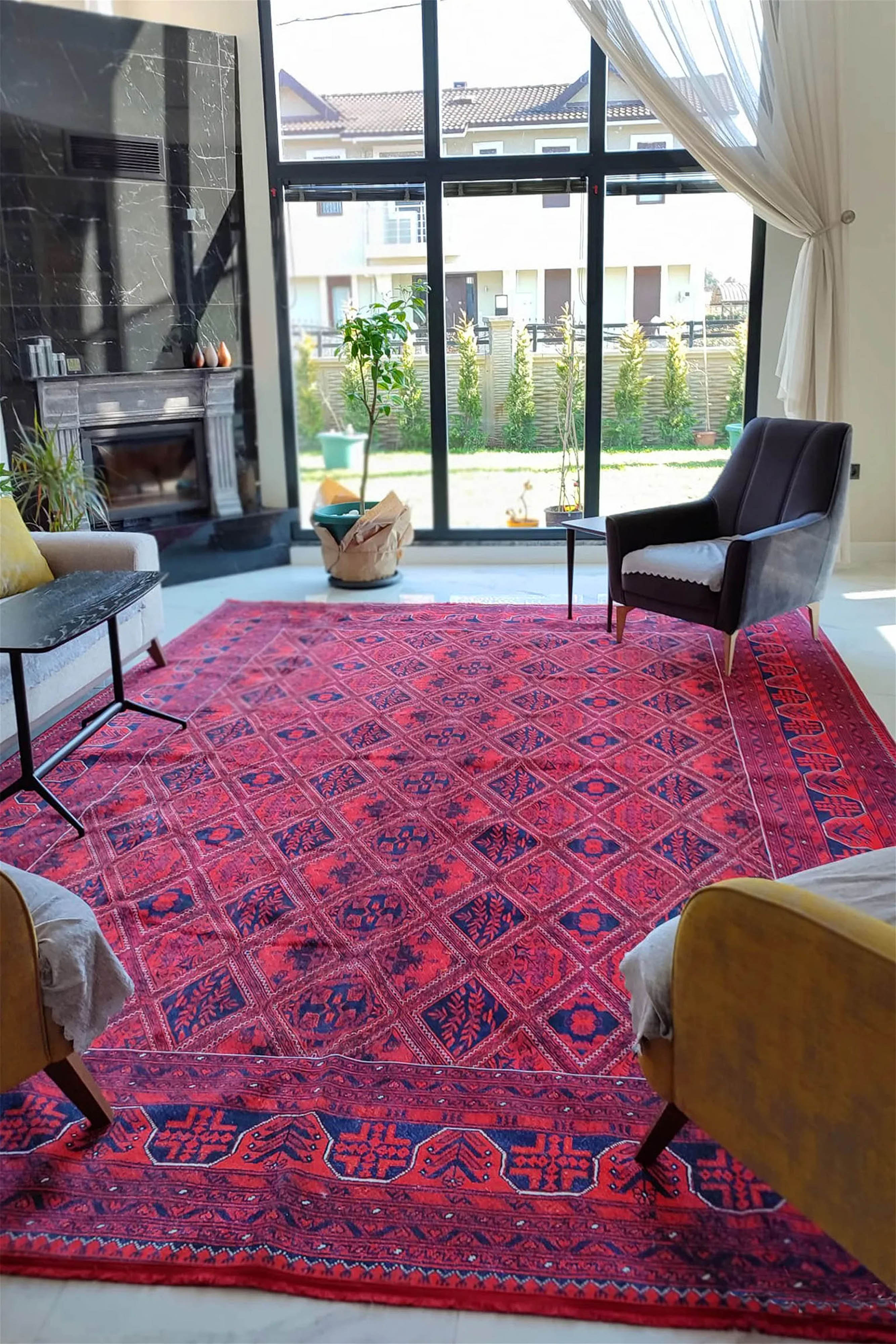 Brown Beige Geometric Antique Art Deco Rug