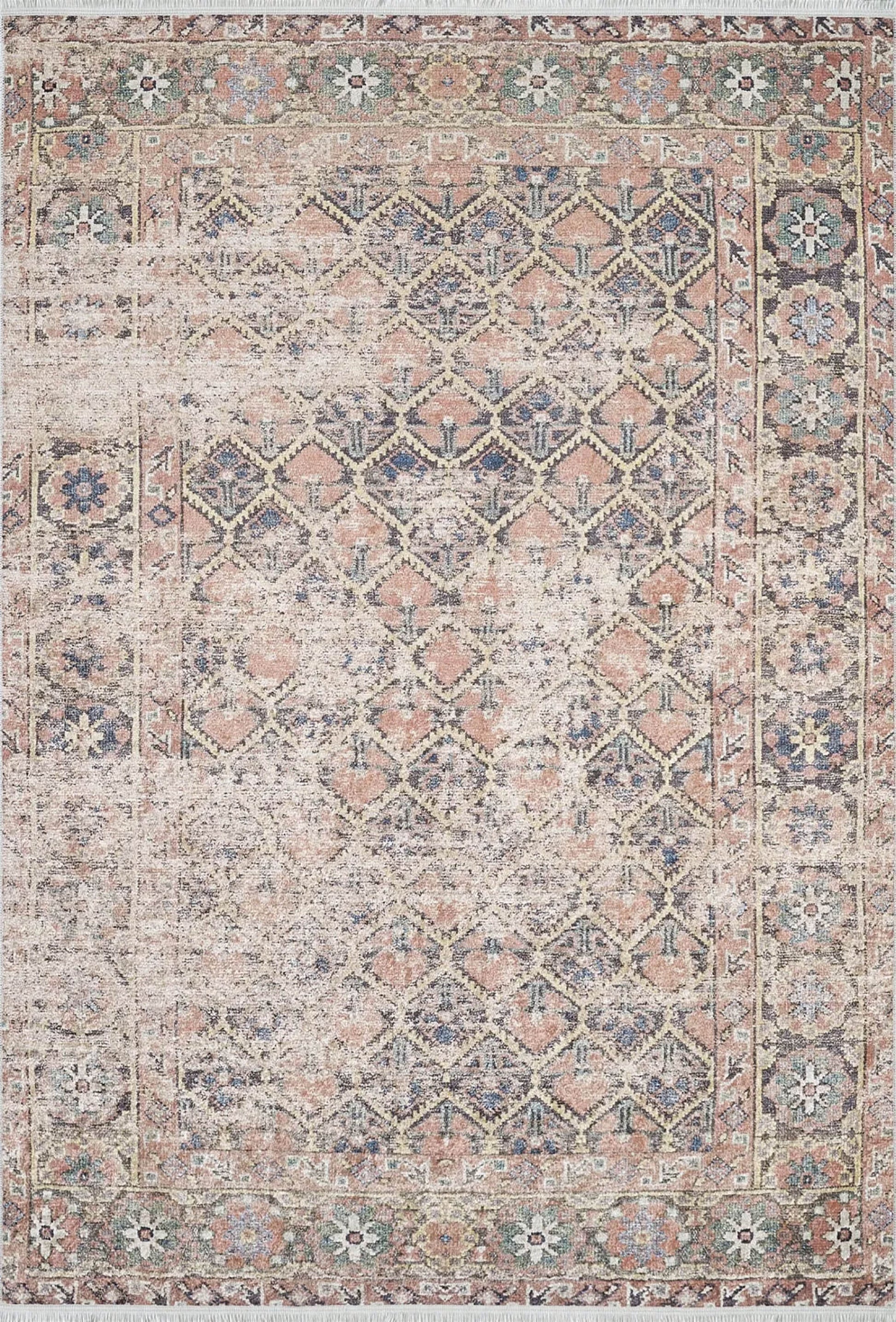 Petek Desenli Açık Pembe Modern Halı - Pera Halı