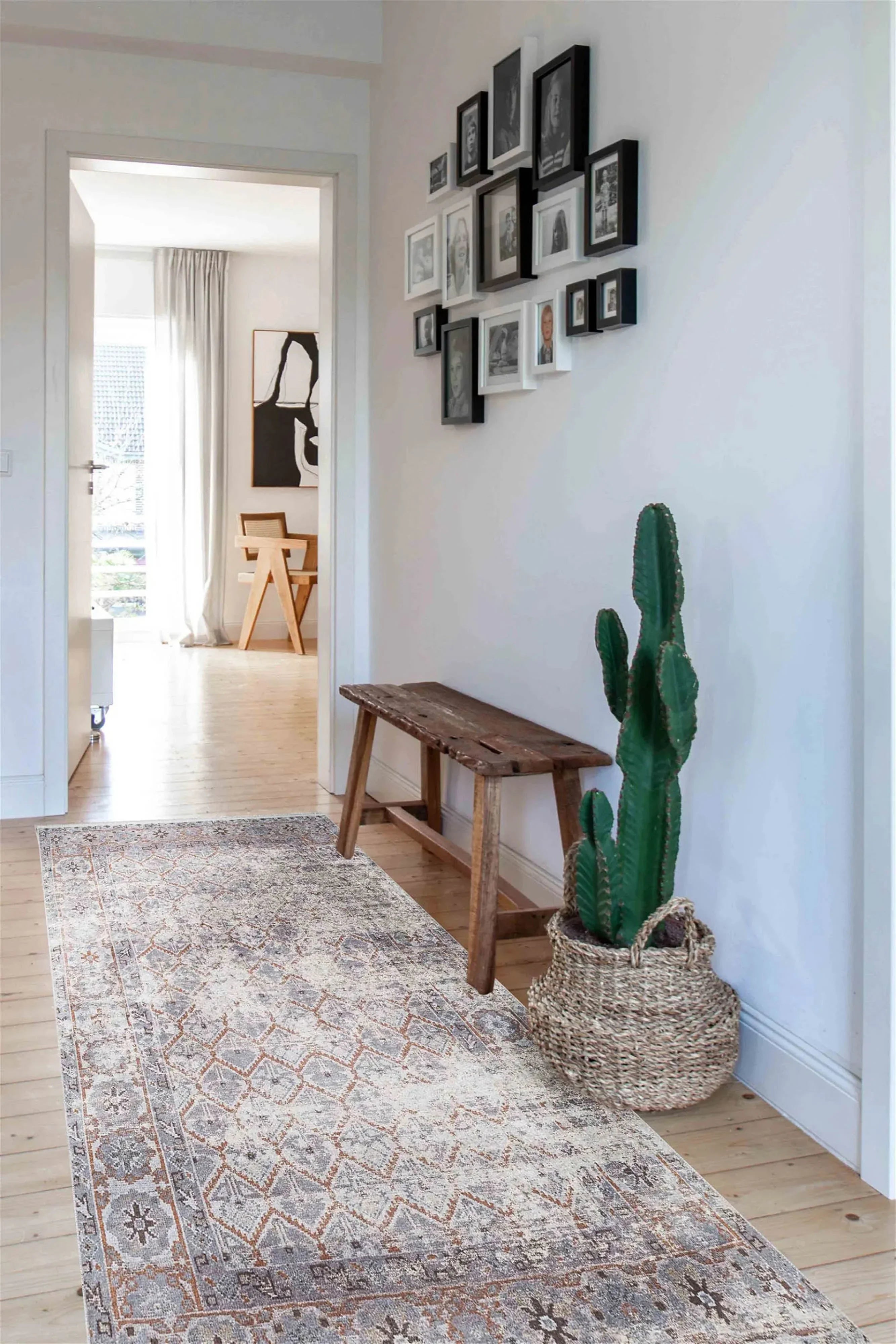 Petek Desenli Gri Modern Halı