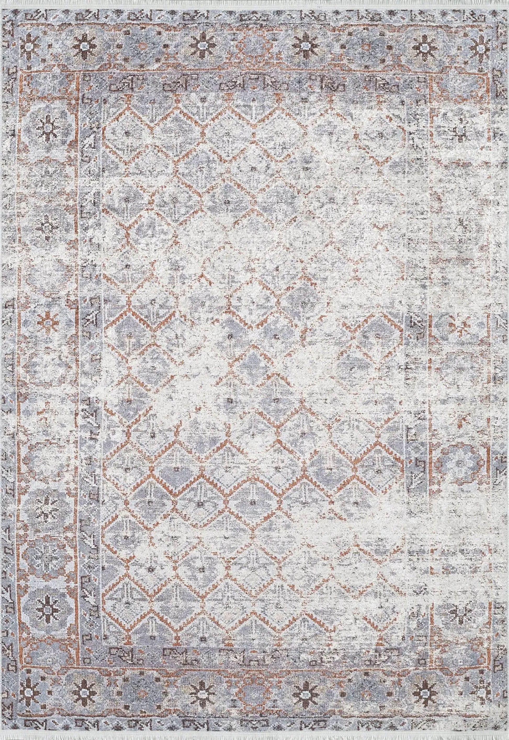 Petek Desenli Gri Modern Halı - Pera Halı