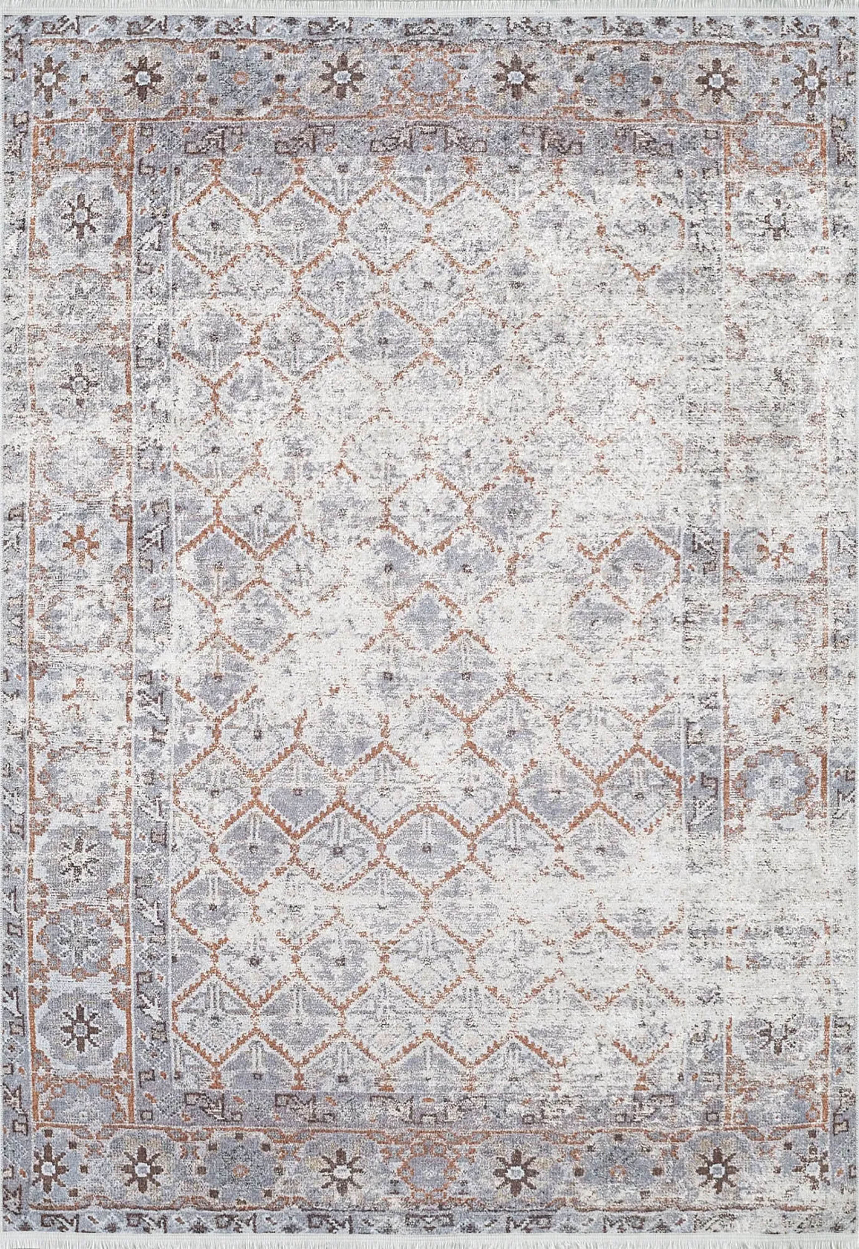 Petek Desenli Gri Modern Halı - Pera Halı