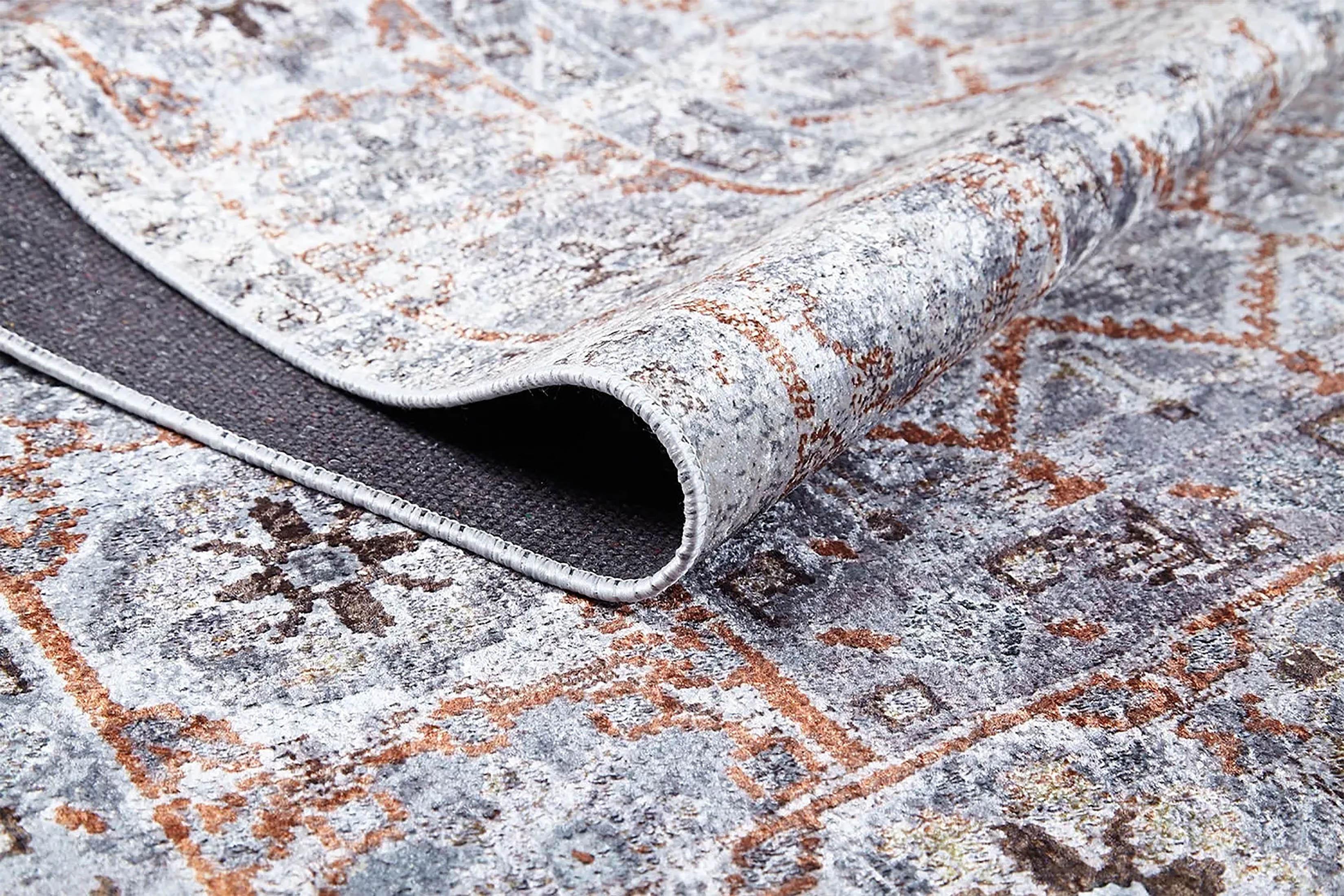 Petek Desenli Gri Modern Halı