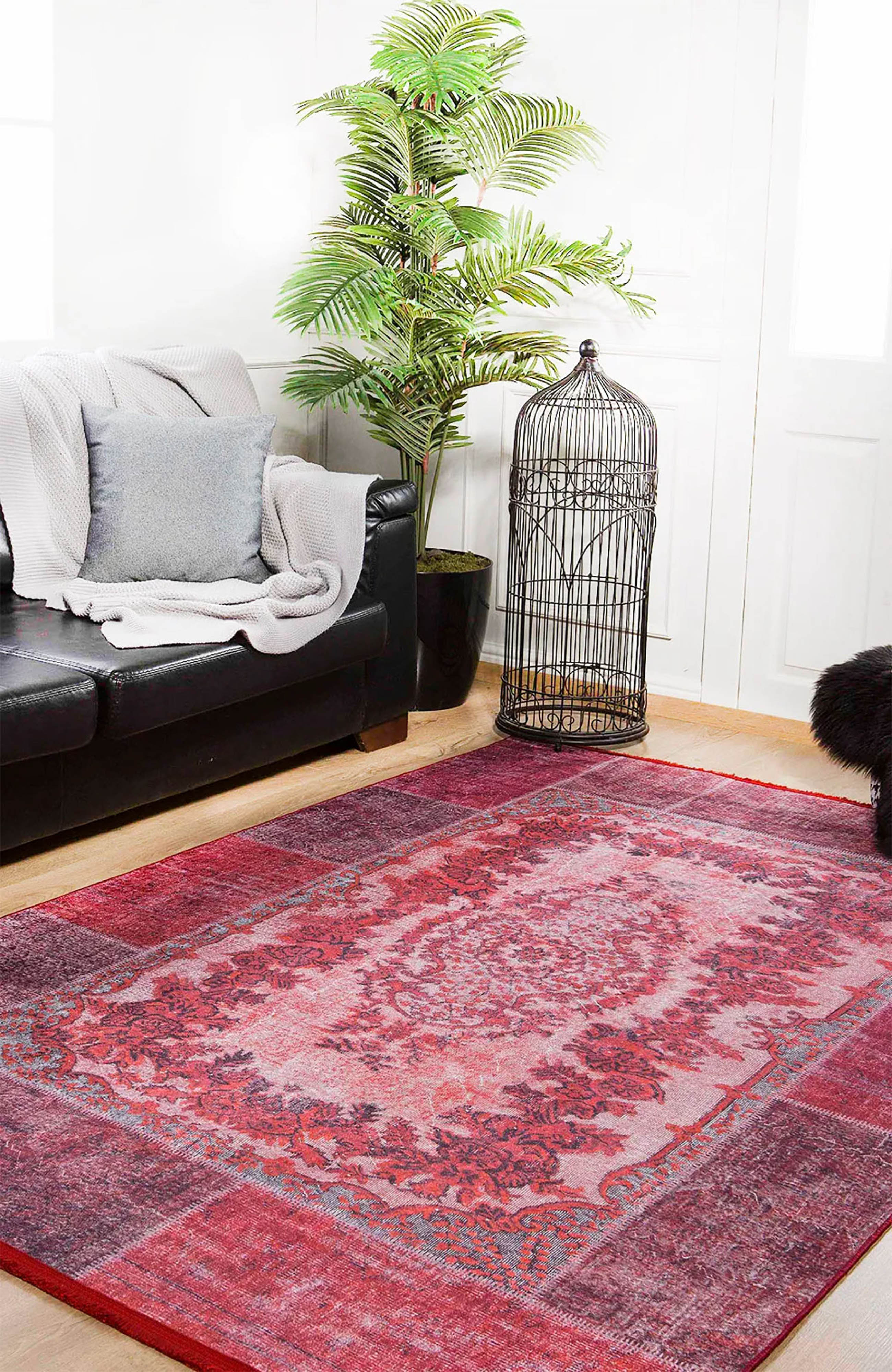 Brown Beige Geometric Antique Art Deco Rug