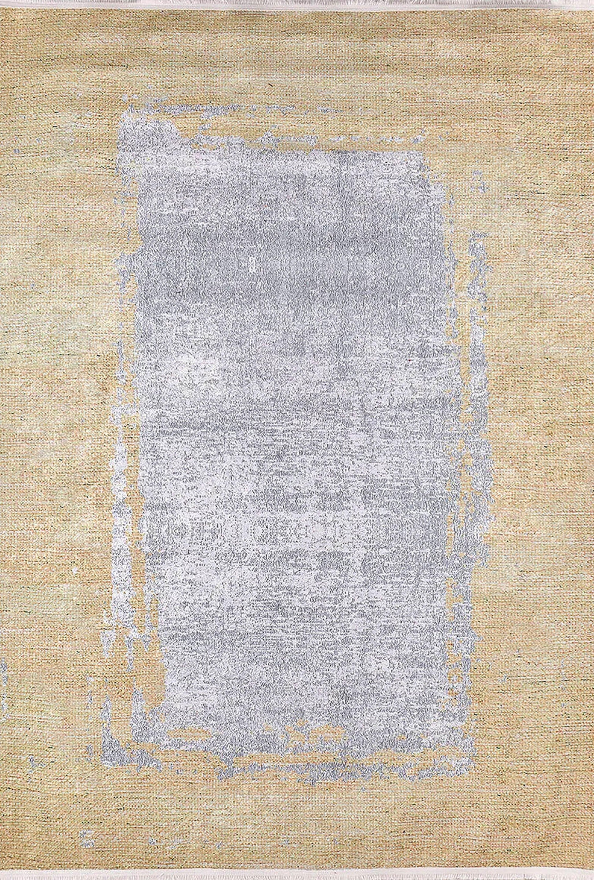 Sarı Bej Soyut Metalik Gri Eskitme Modern Halı