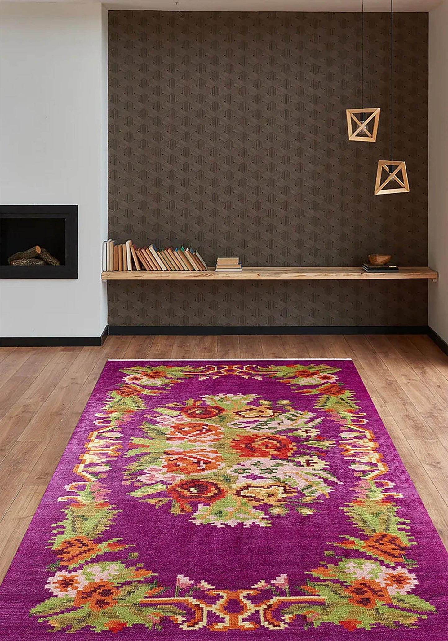 Karabağ Dekoratif Bohem Çiçekli Kilim Halı - Pera Halı