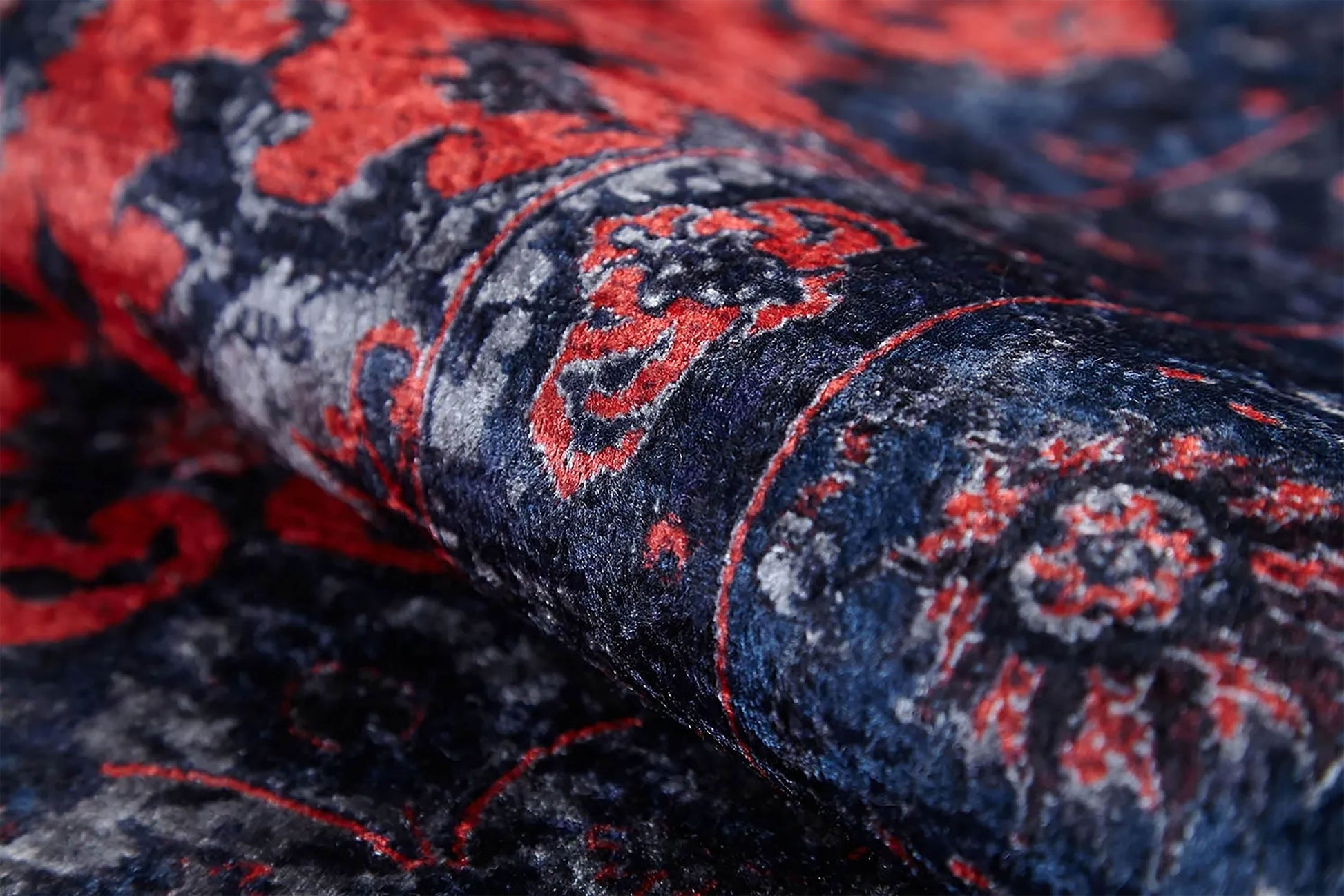 Soho Çiçek Desenli Geleneksel Kırmızı Lacivert Vintage Halı - Pera Halı