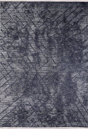 Antrasit Modern Eskitme Geometrik Çizgili Yıkanabilir Halı