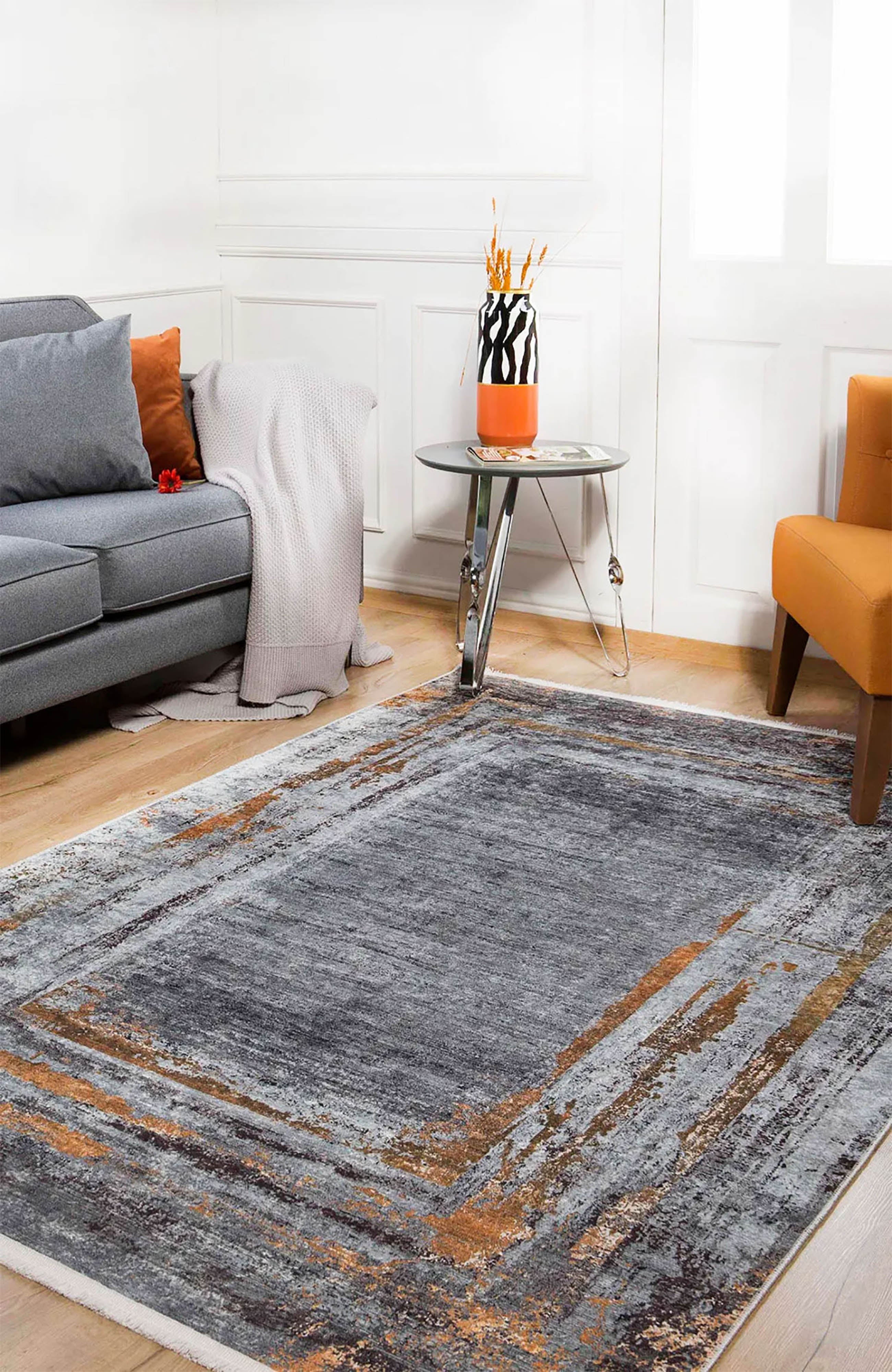 Brown Beige Geometric Antique Art Deco Rug