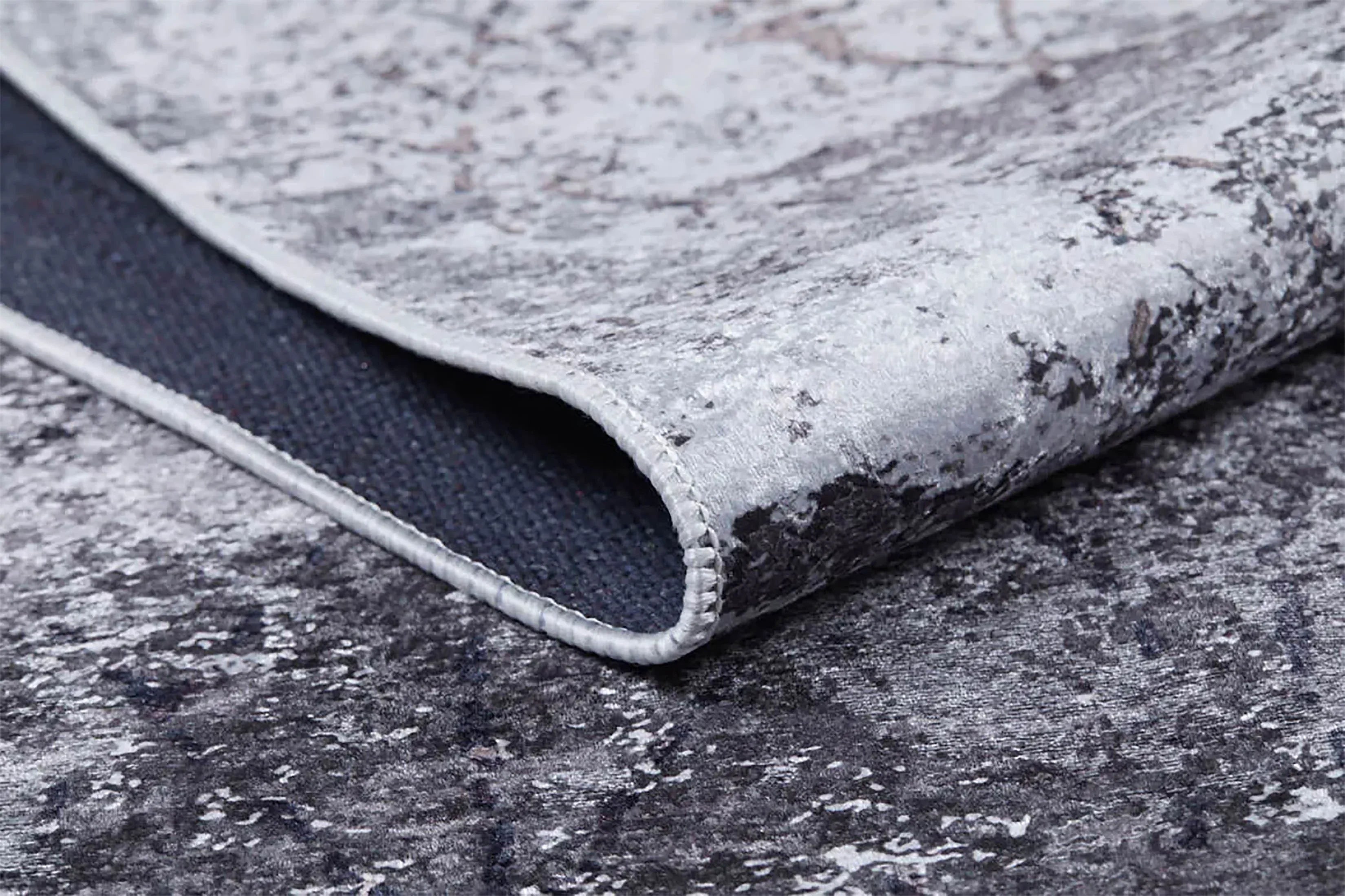 Modern Gri Eskitme Halı Kahve Baklava Desenli Yıkanabilir Halı