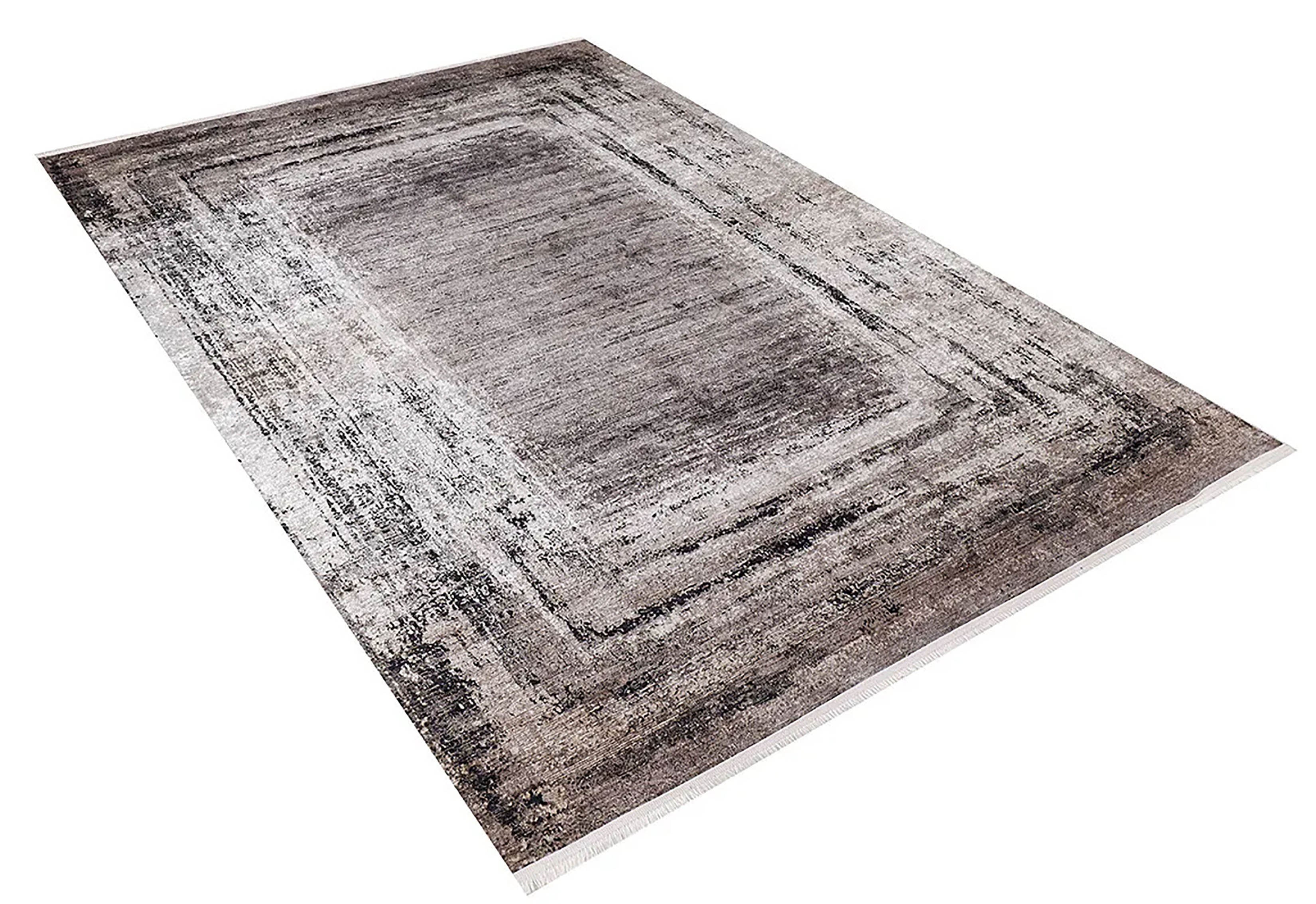 Brown Beige Geometric Antique Art Deco Rug