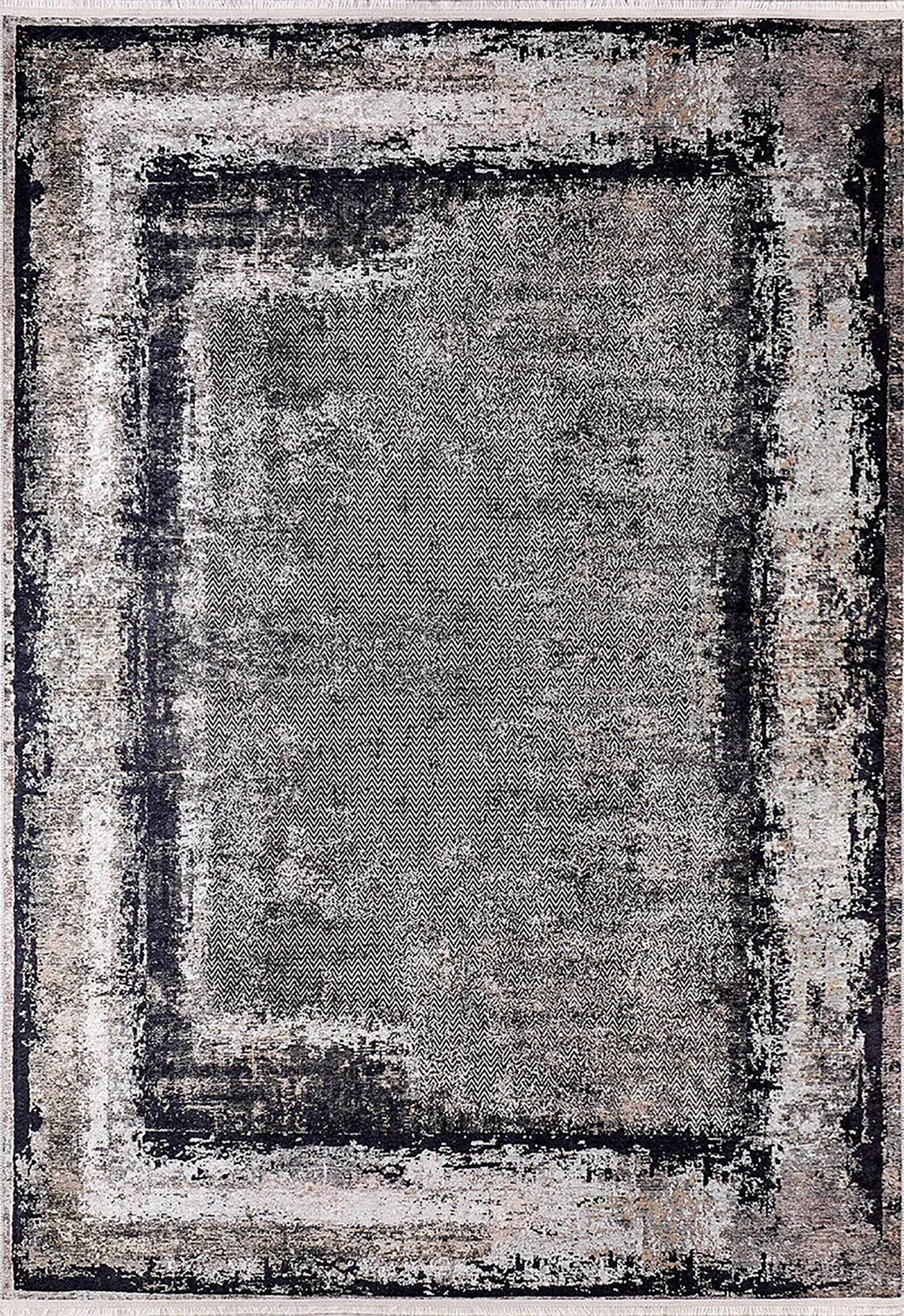 Antrasit Çizgili Koyu Gri Modern Halı