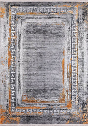 Brown Beige Geometric Antique Art Deco Rug