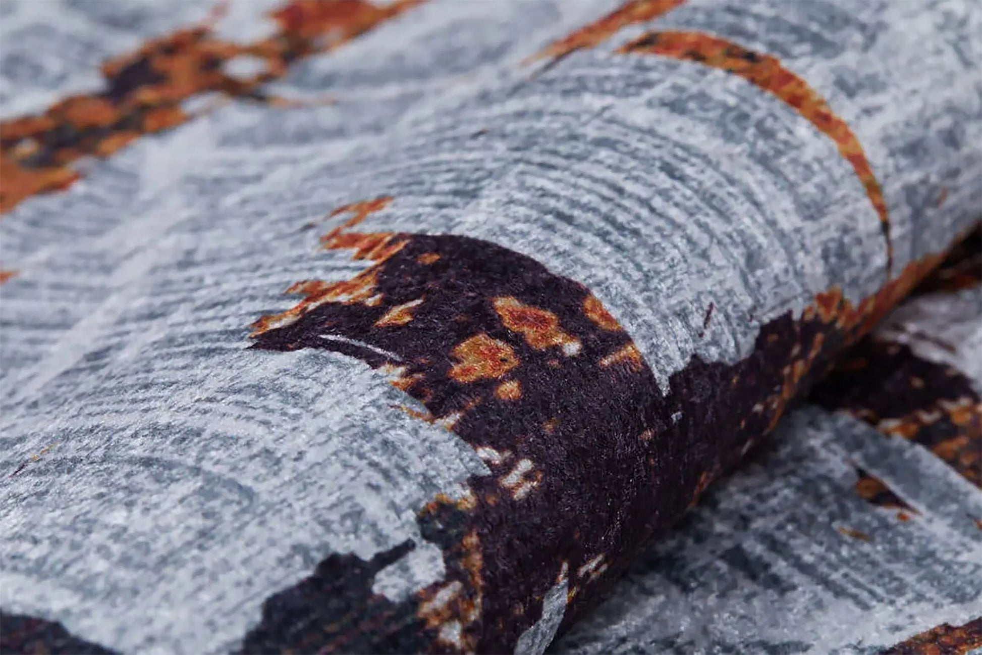 Gri Turuncu Izgara Desen Modern Halı