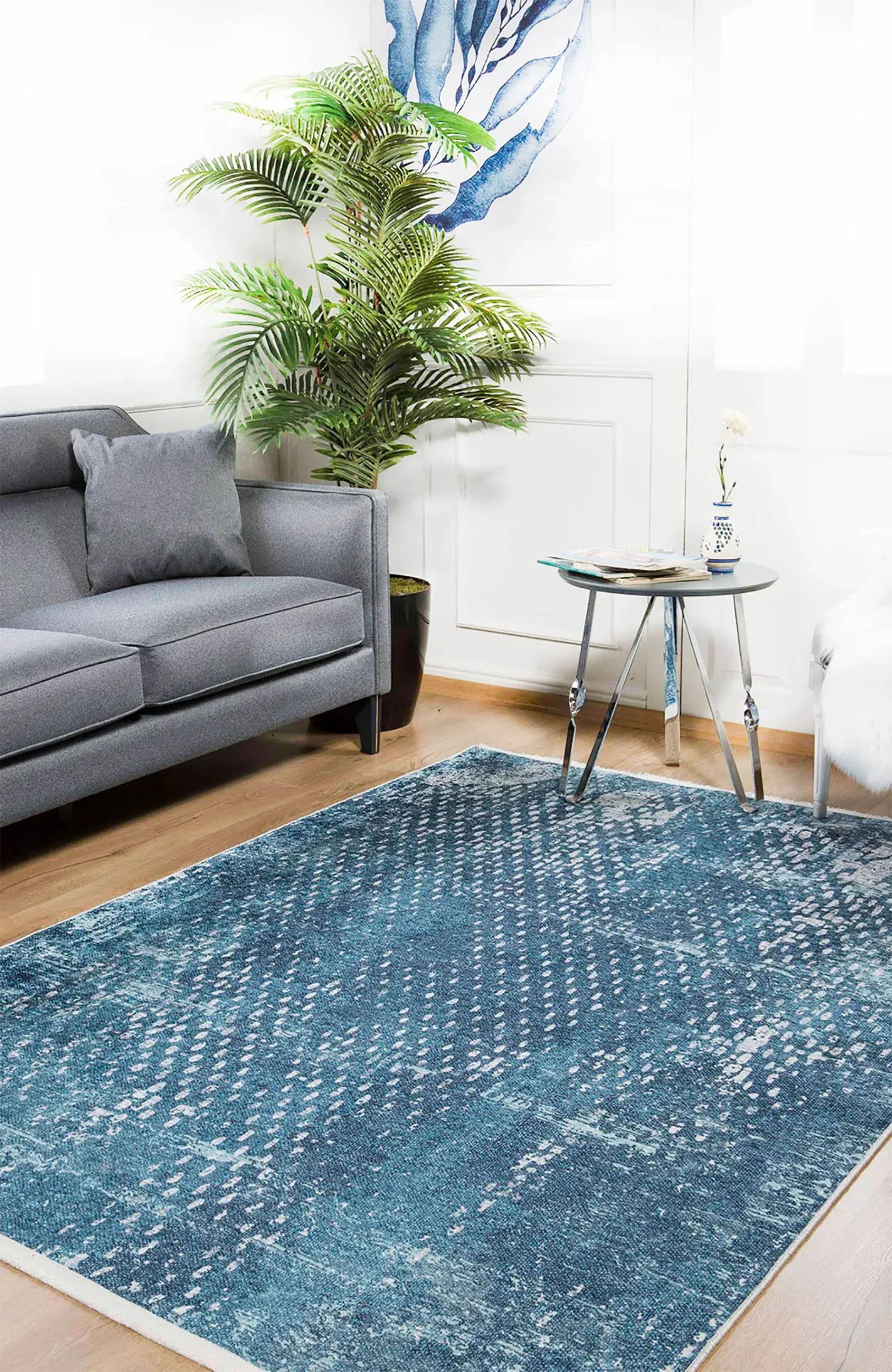 Mavi Soyut Desen Modern Halı