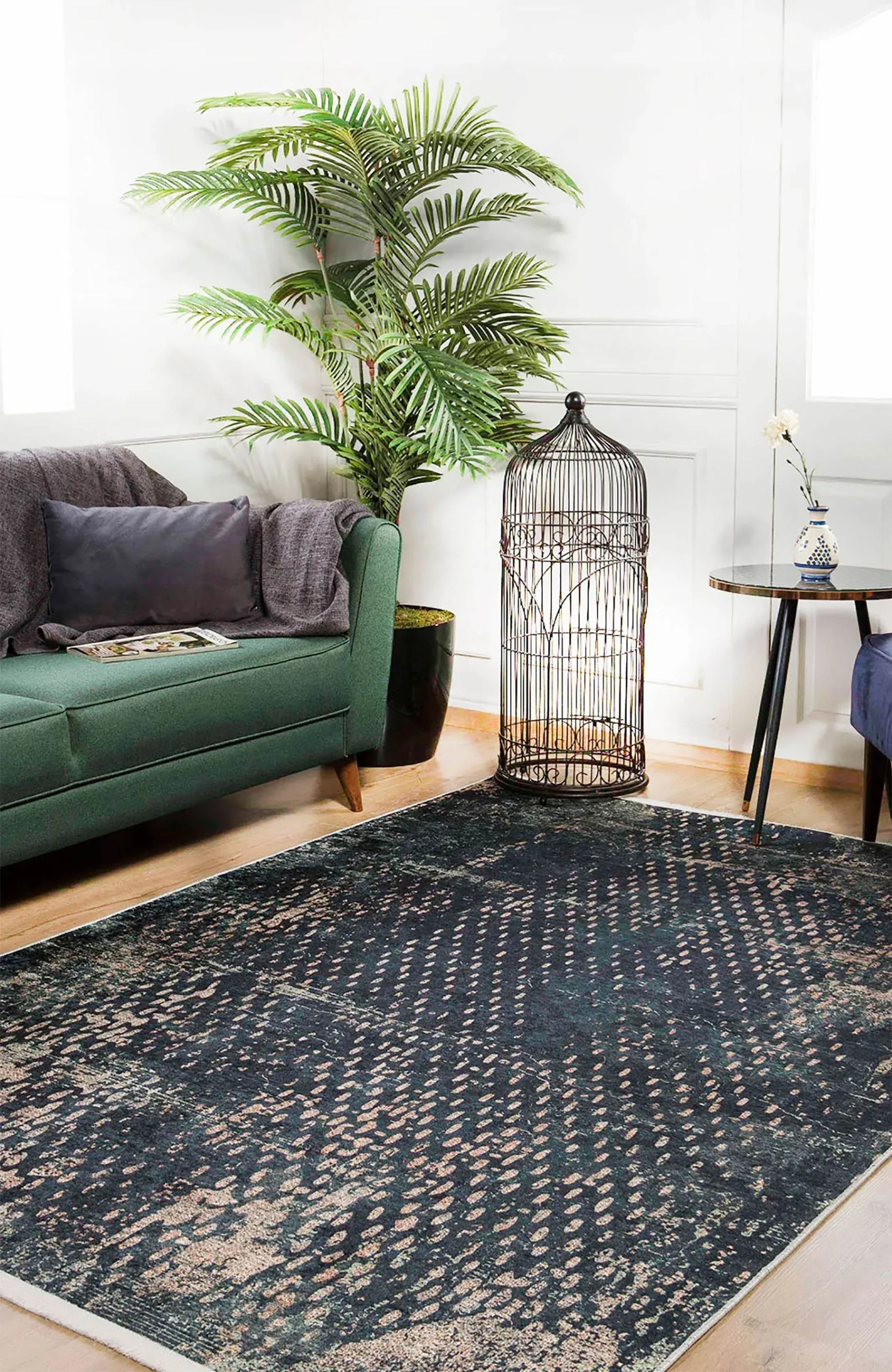 Lacivert Siyah Soyut Desen Modern Halı