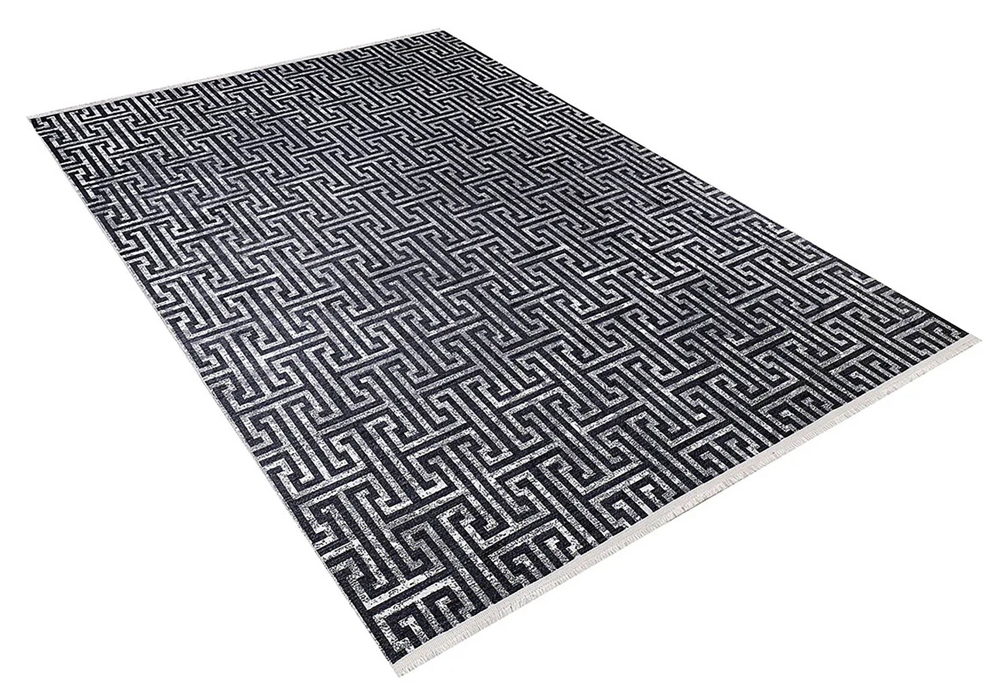 Siyah Gri Geometrik Modern Halı - Pera Halı