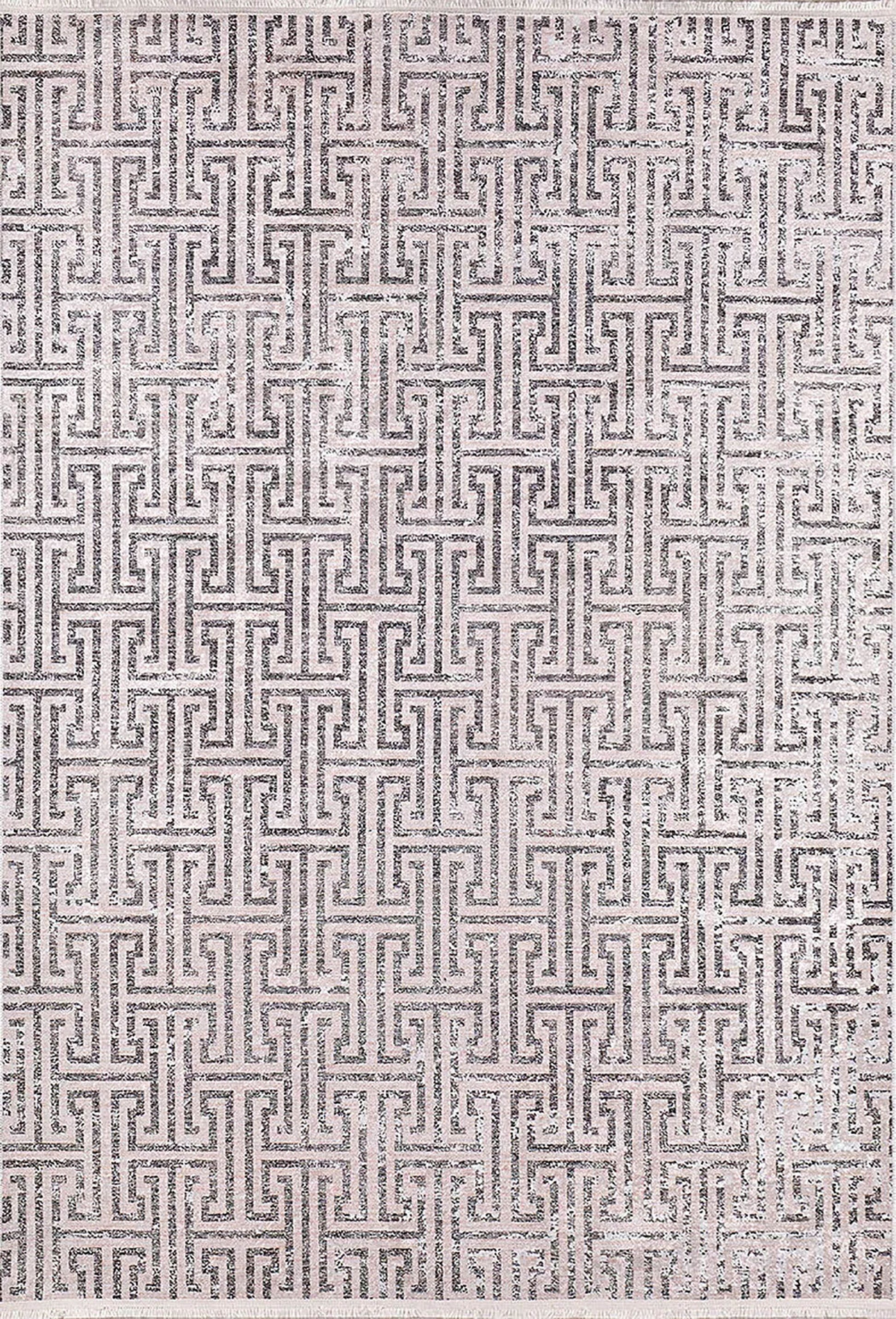 Bej Siyah Geometrik Modern Halı - Pera Halı