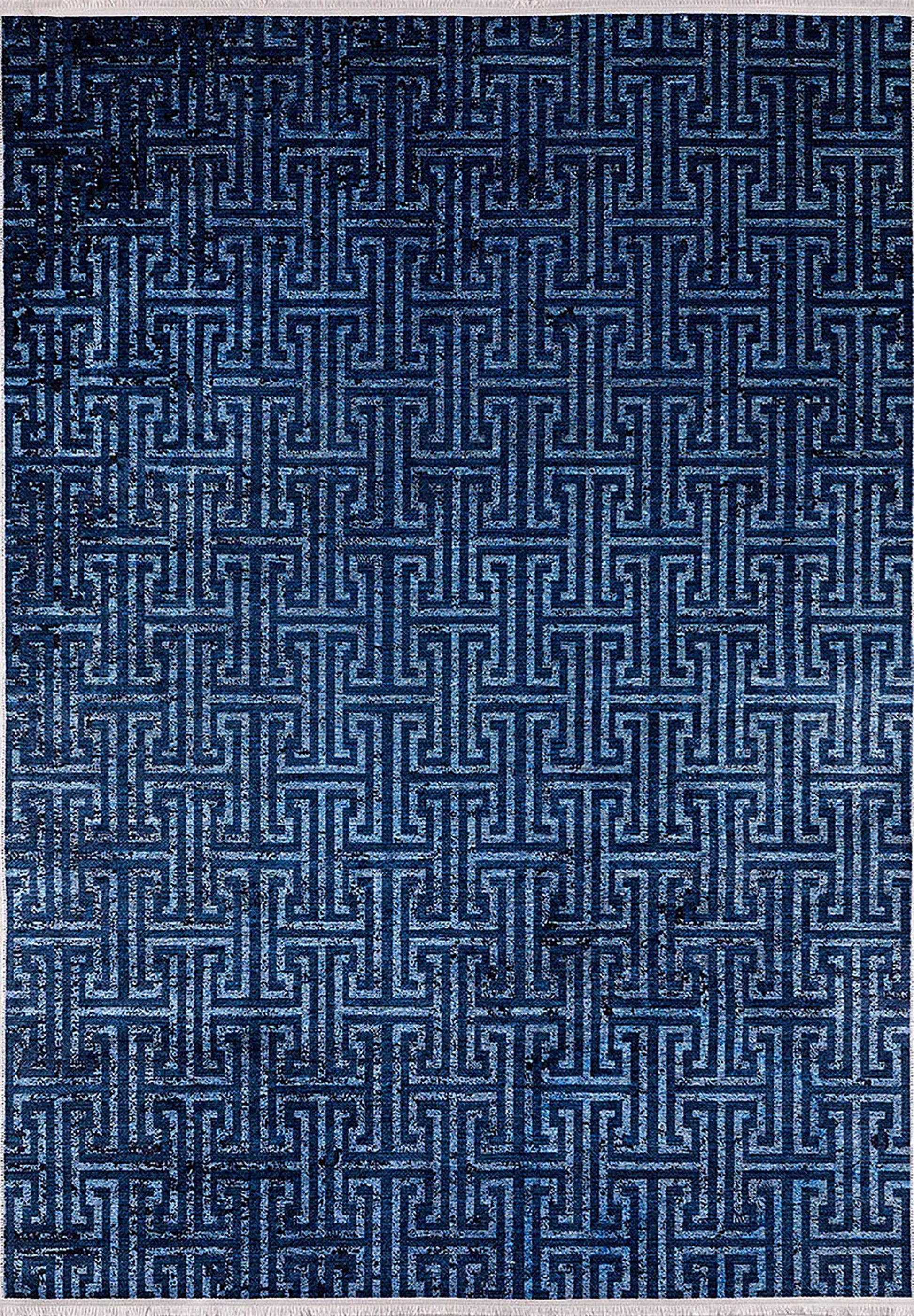 Lacivert Geometrik Modern Halı - Pera Halı