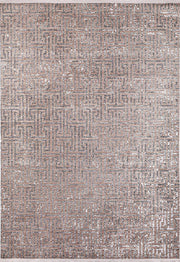 Bej Kahve Eskitme Labirent Desen Halı