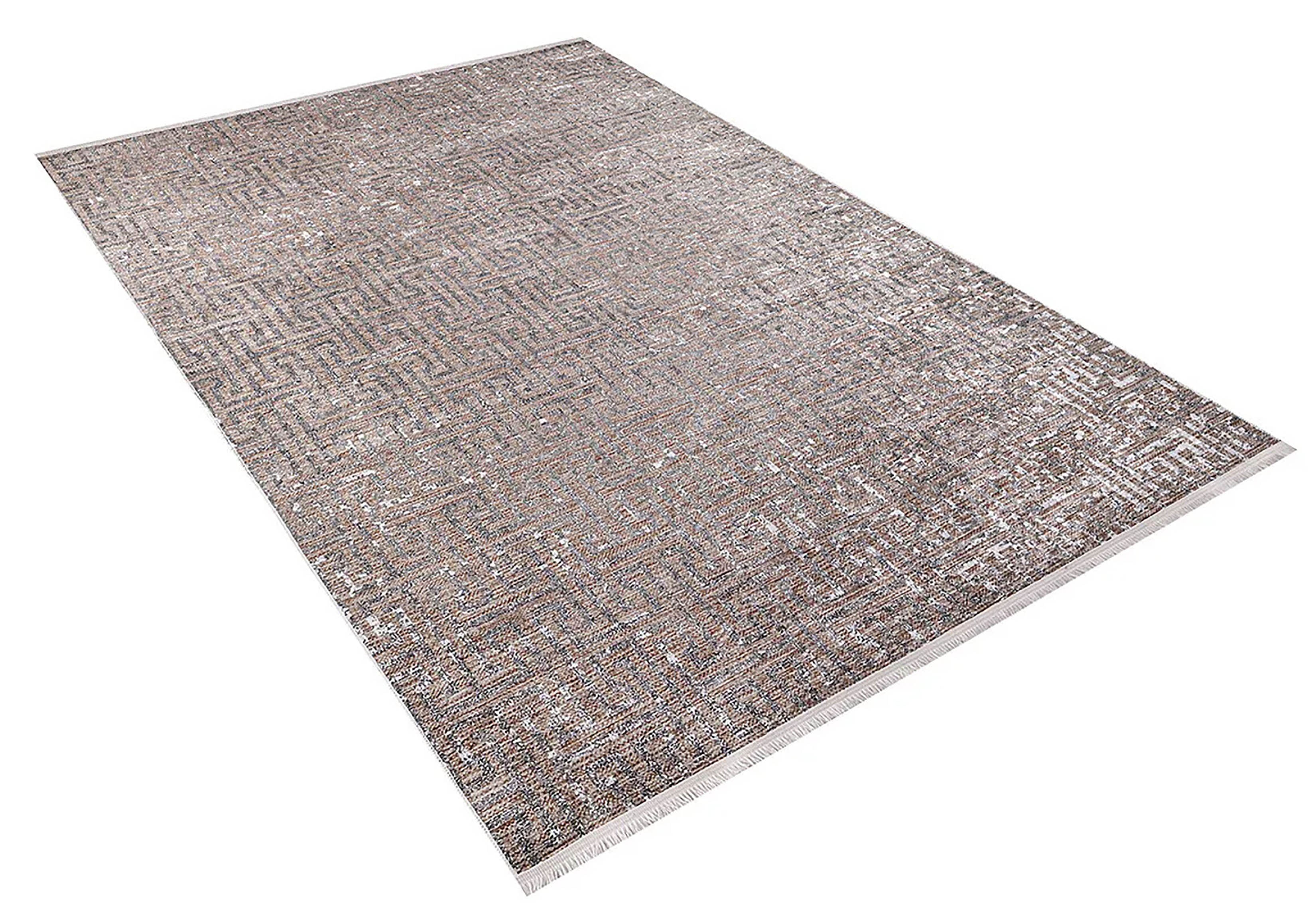 Braunbeiger geometrischer antiker Art Deco Teppich