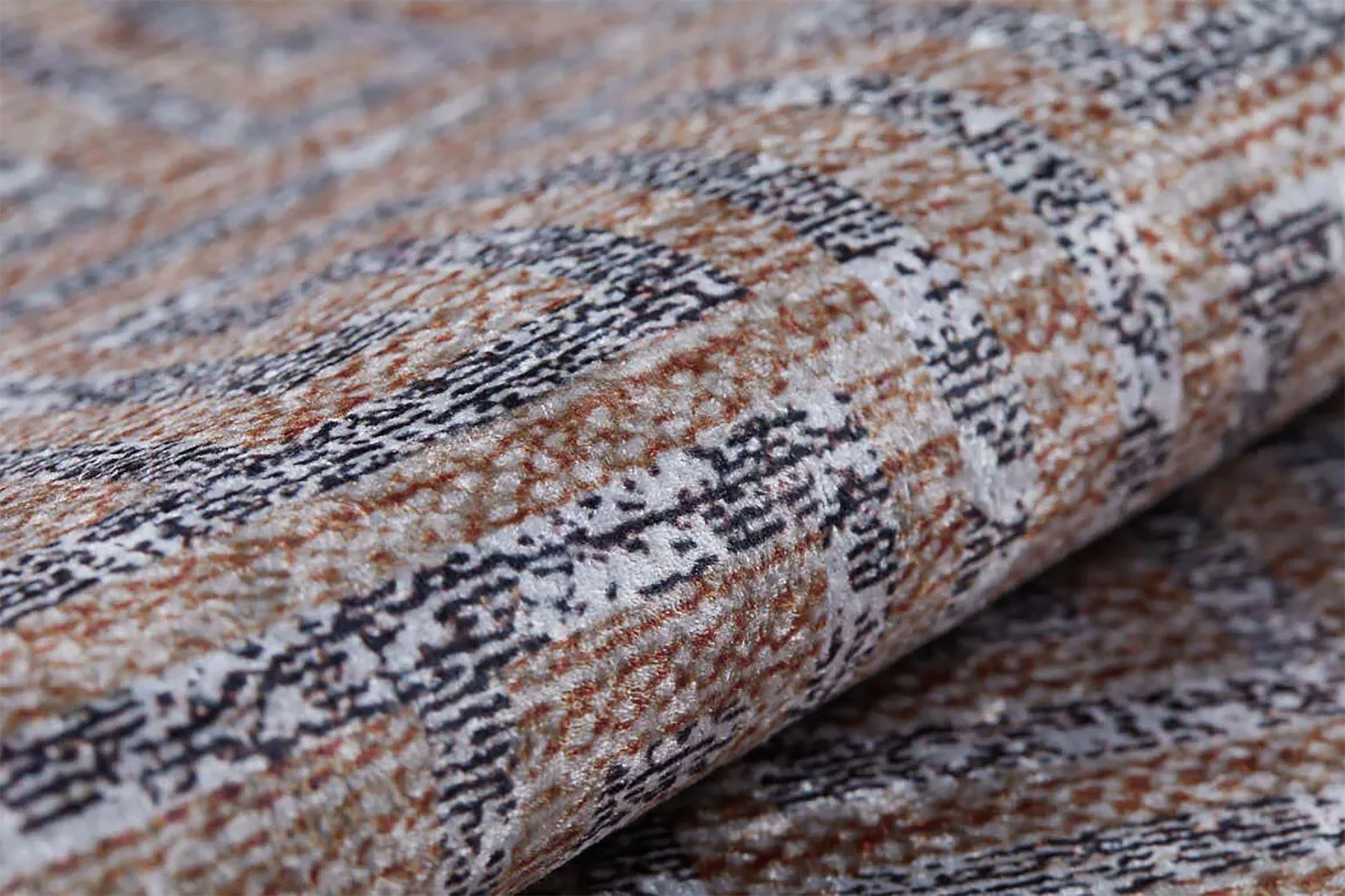 Bej Kahve Eskitme Labirent Desen Halı