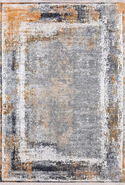 Gri Turuncu Eskitme Modern Halı