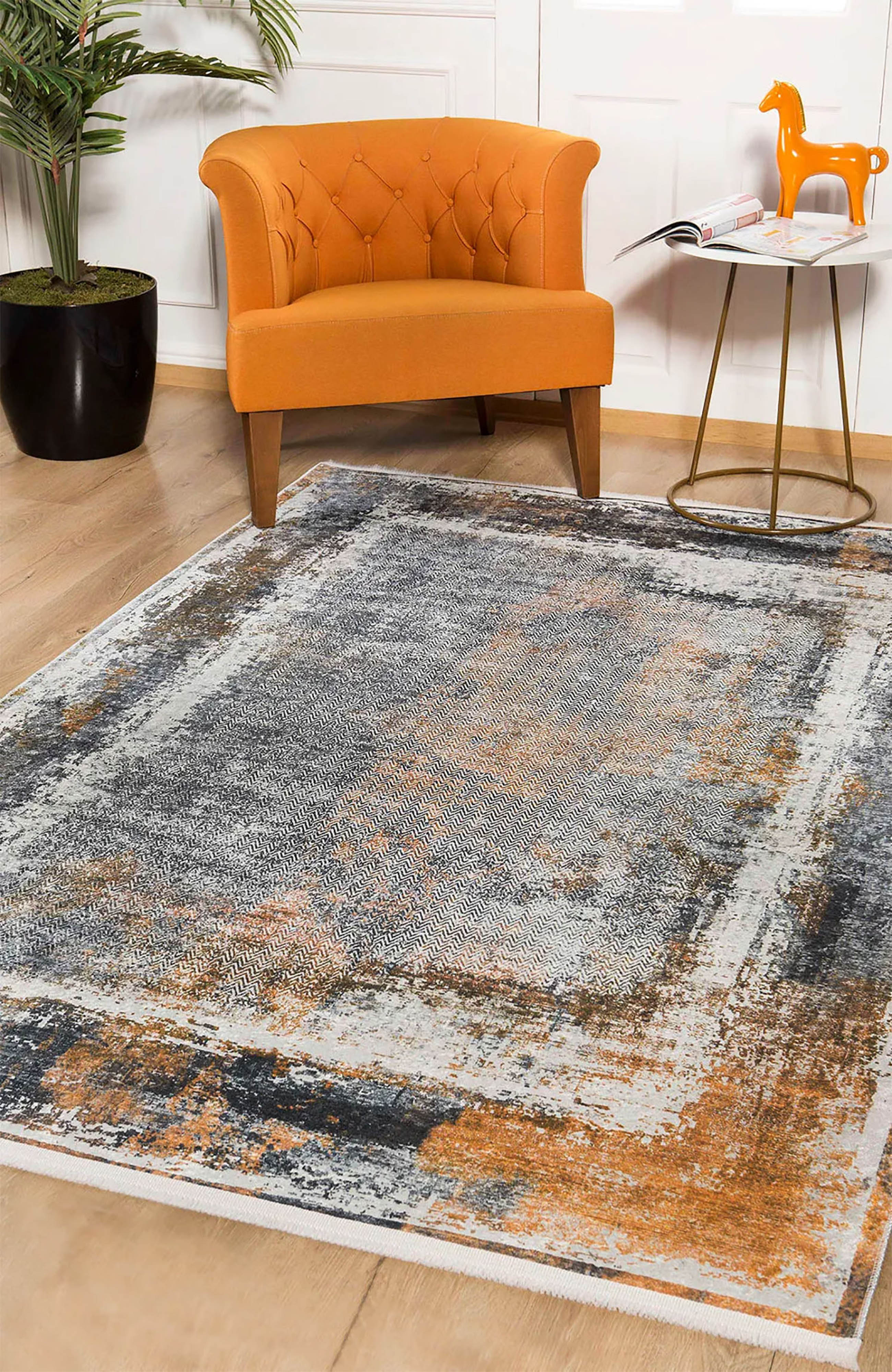Braunbeiger geometrischer antiker Art Deco Teppich