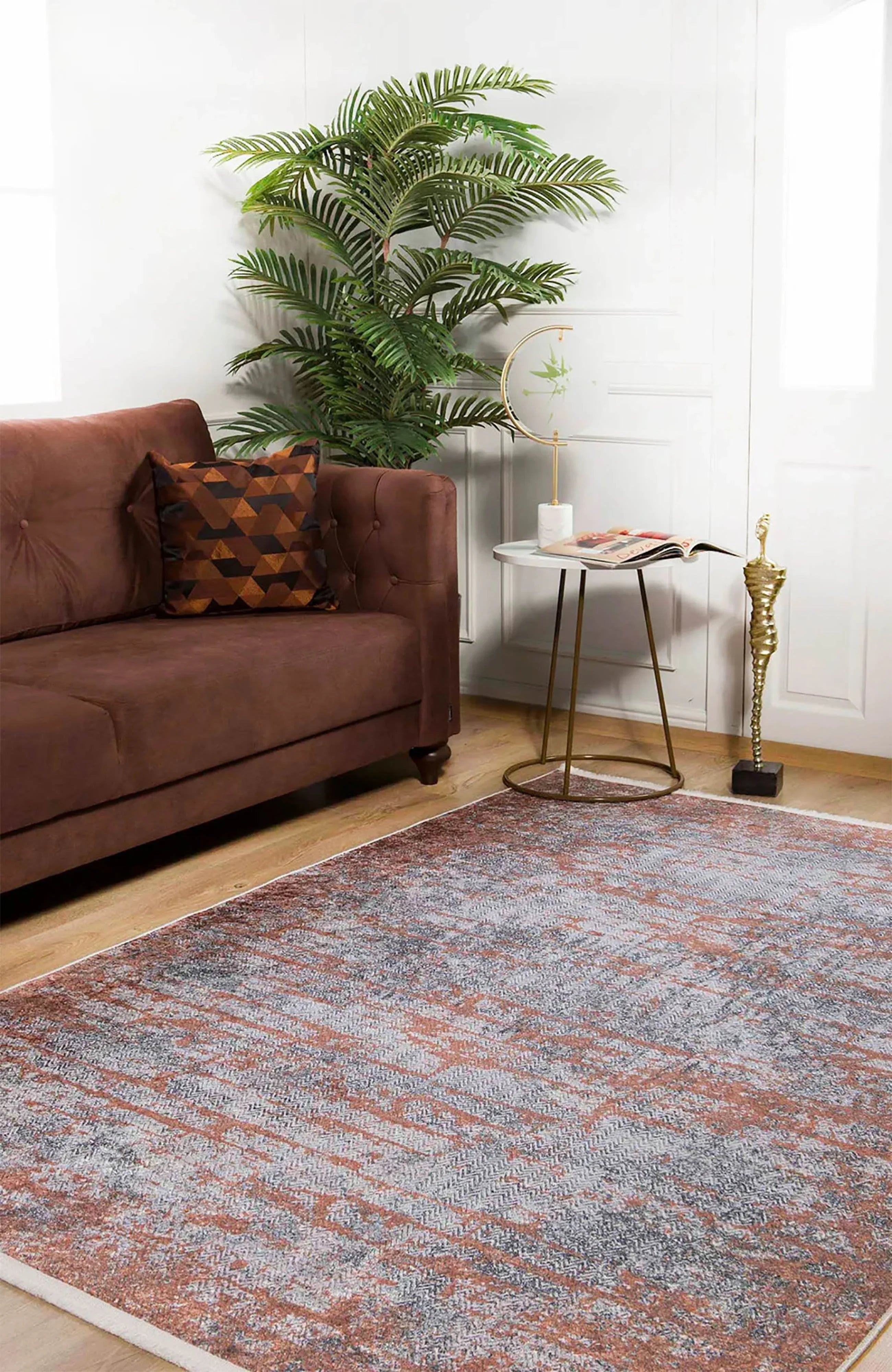 Pas Rengi Eskitme Soyut Geçişli Desen Halı