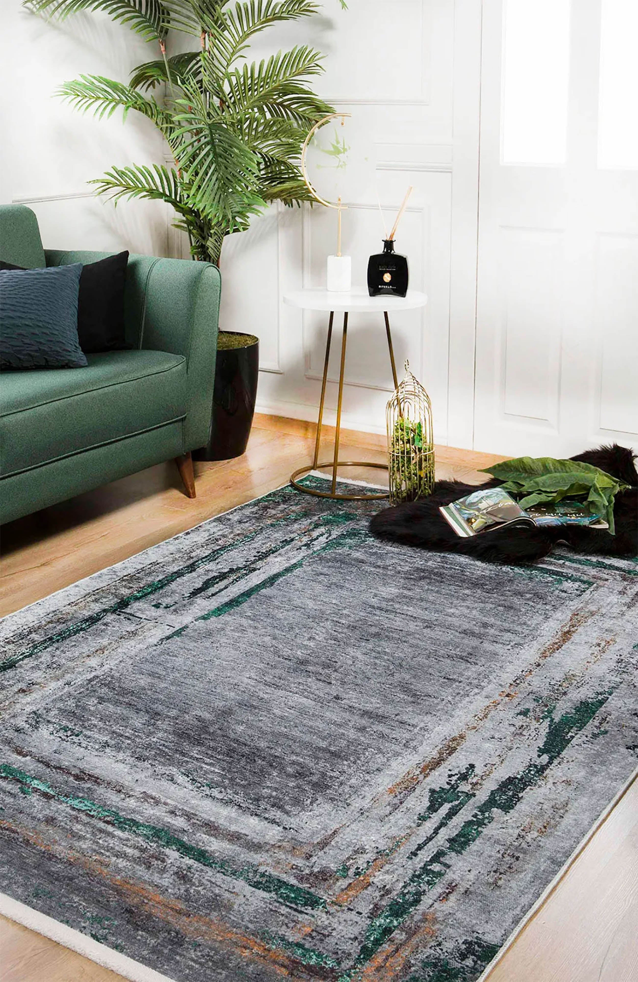 Brown Beige Geometric Antique Art Deco Rug