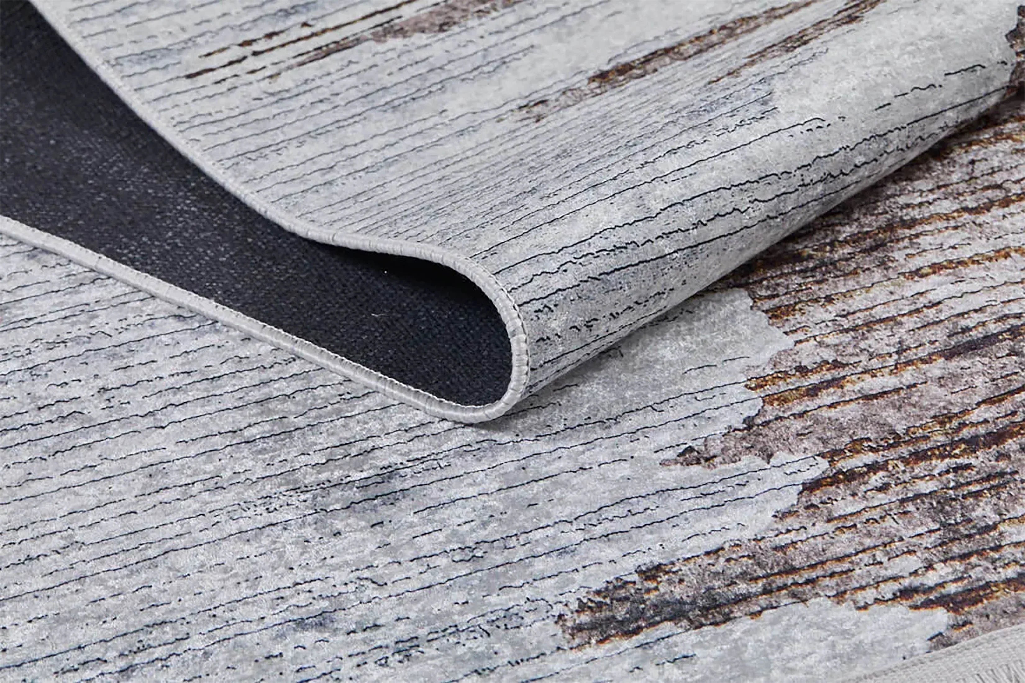 Siyah Lacivert ve Kahverengi Soyut Çizgili Halı