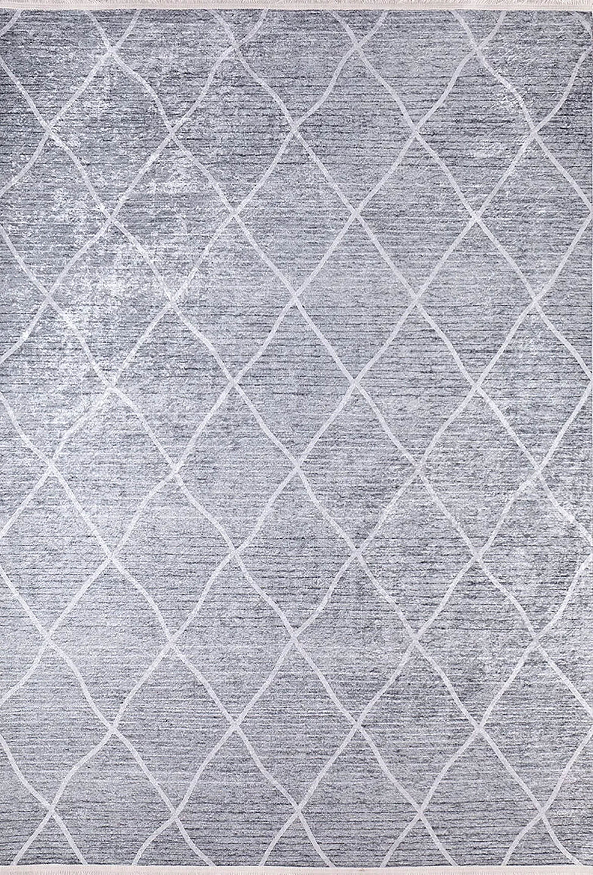 Fas Gri Geometrik Modern Halı - Pera Halı