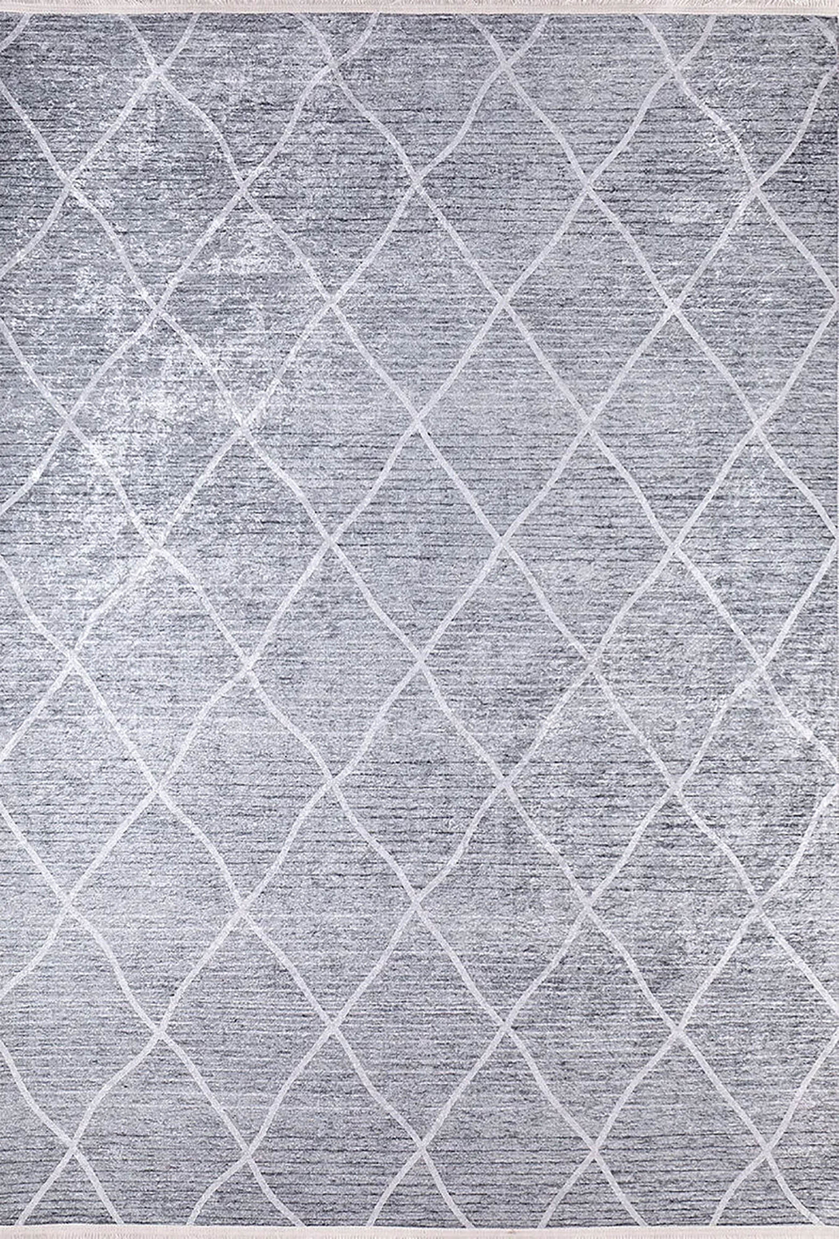 Fas Gri Geometrik Modern Halı - Pera Halı