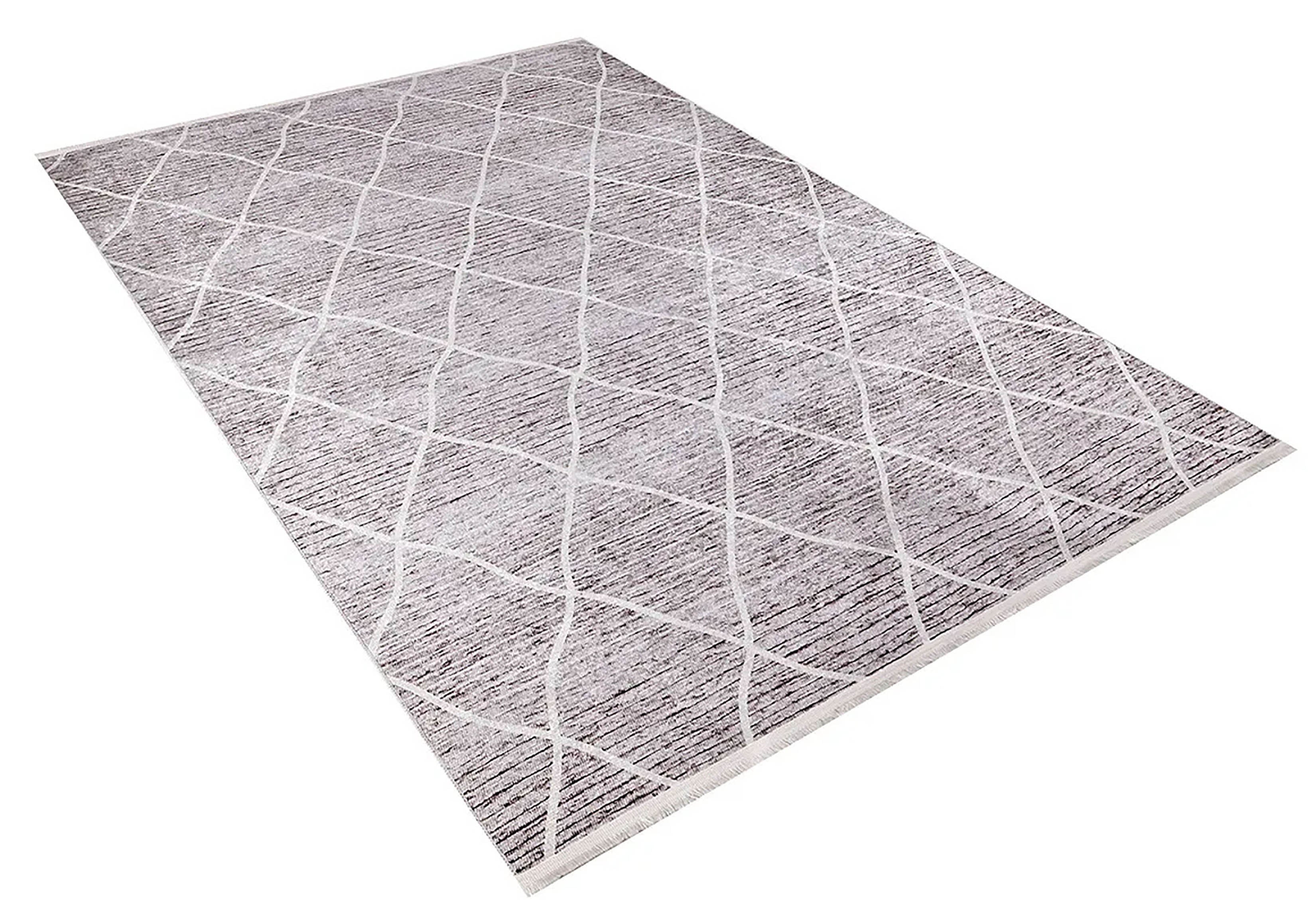 Brown Beige Geometric Antique Art Deco Rug