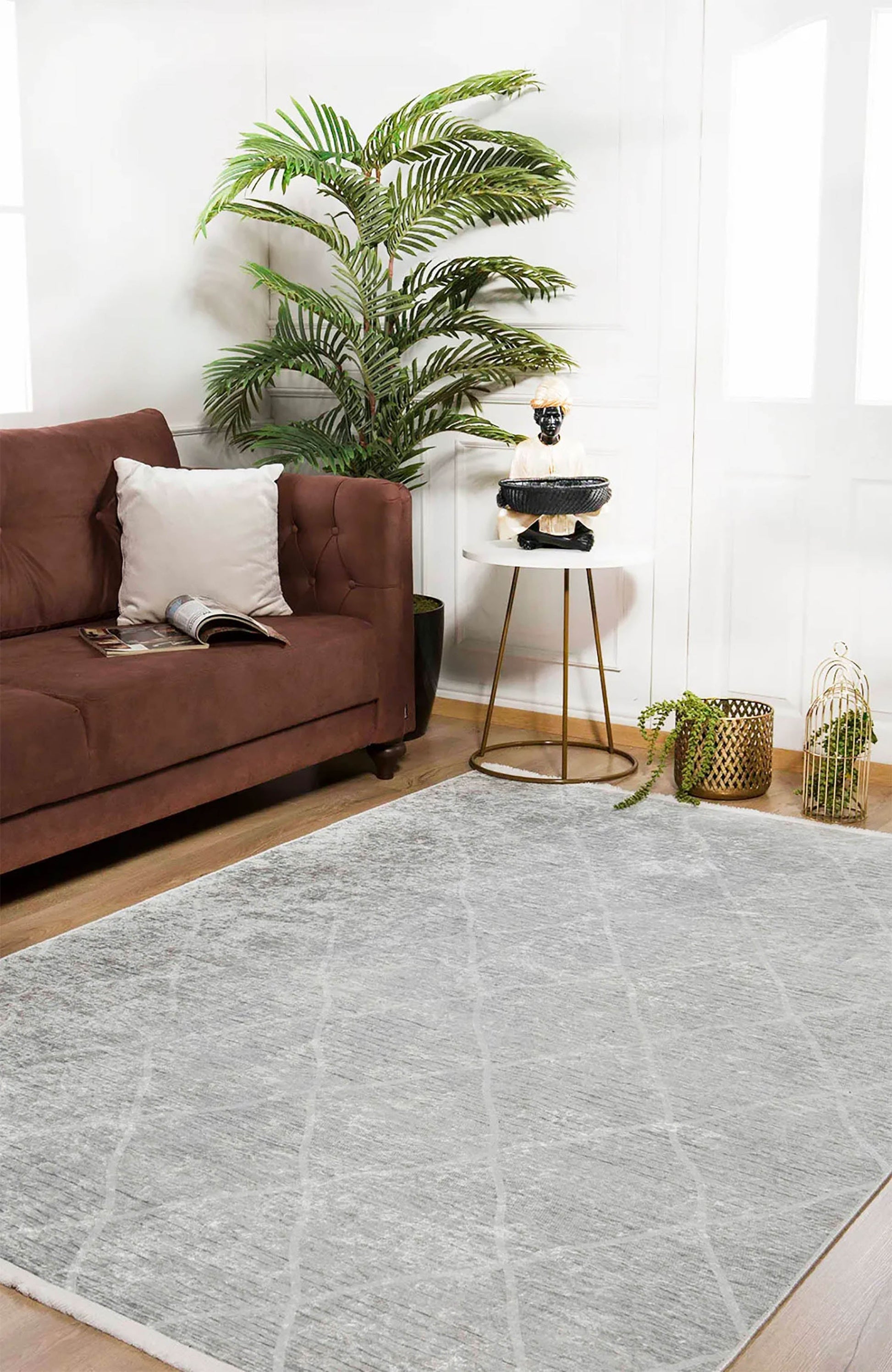 Fas Krem Geometrik Modern Halı - Pera Halı