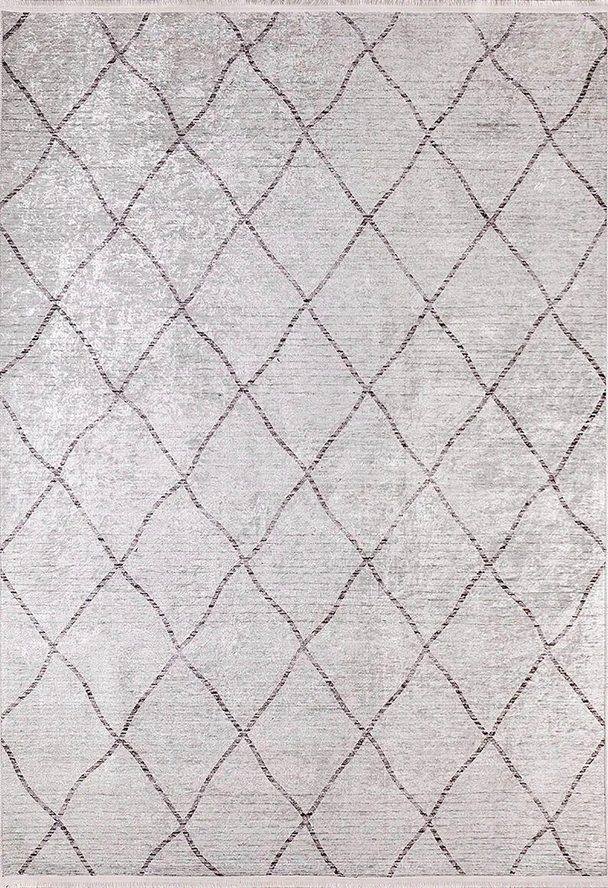 Fas Tarzı Krem Geometrik Modern Lüks Halı