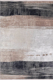Brown Beige Geometric Antique Art Deco Rug