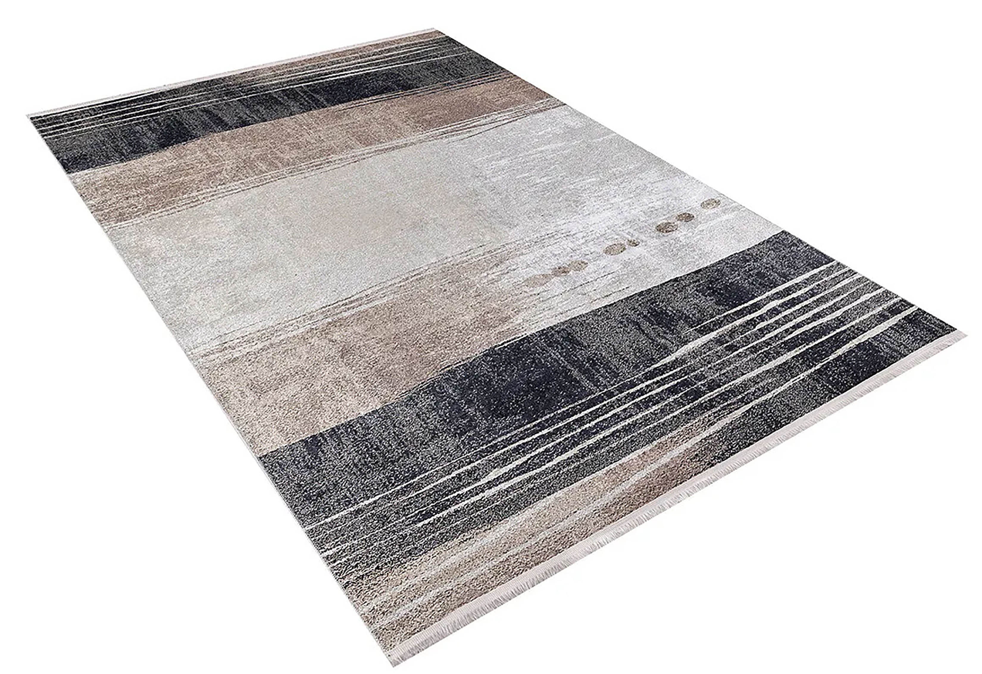 Brown Beige Geometric Antique Art Deco Rug