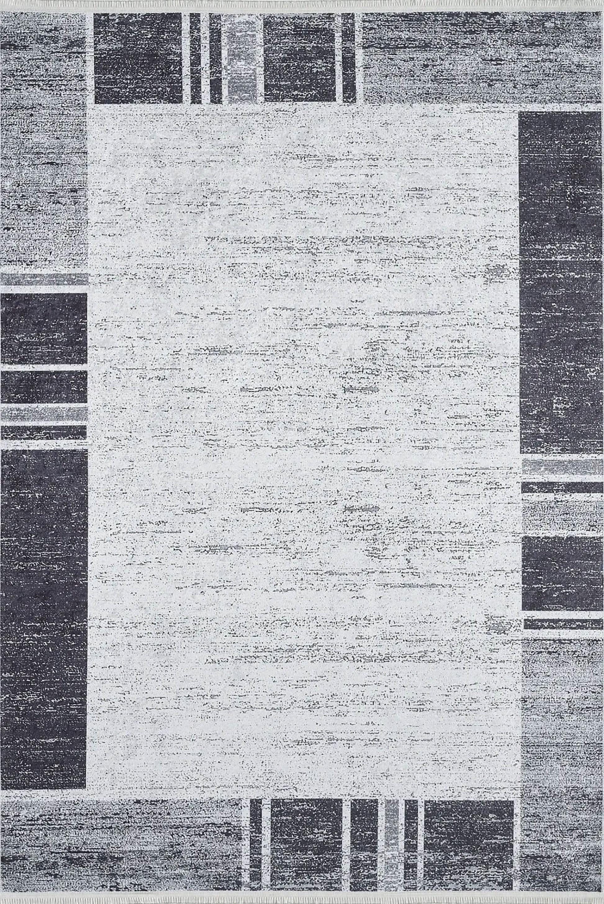 Geometrik Siyah Gri Halı - Pera Halı