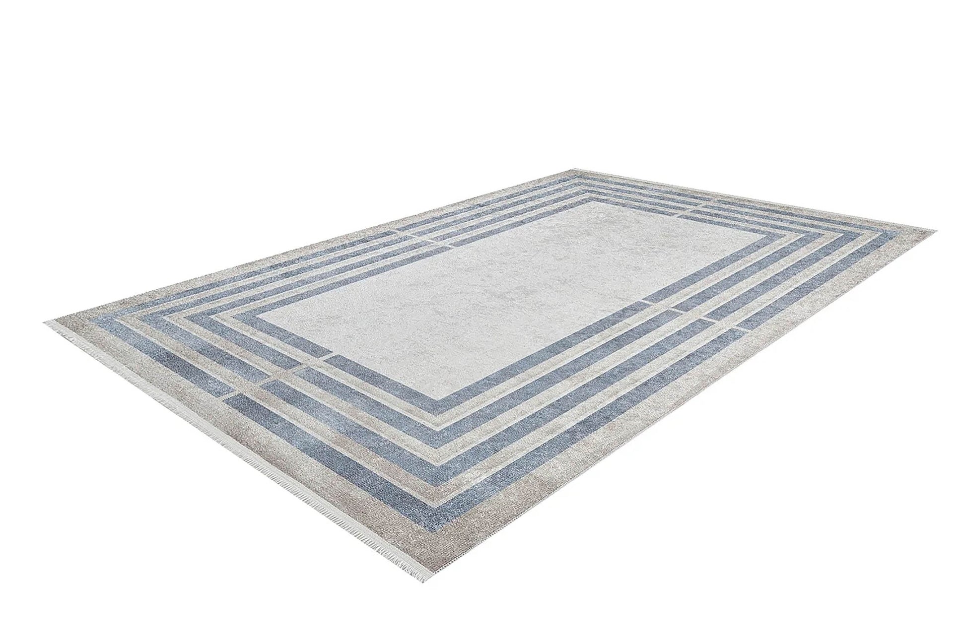 Geometrik Mavi Gri Halı - Pera Halı