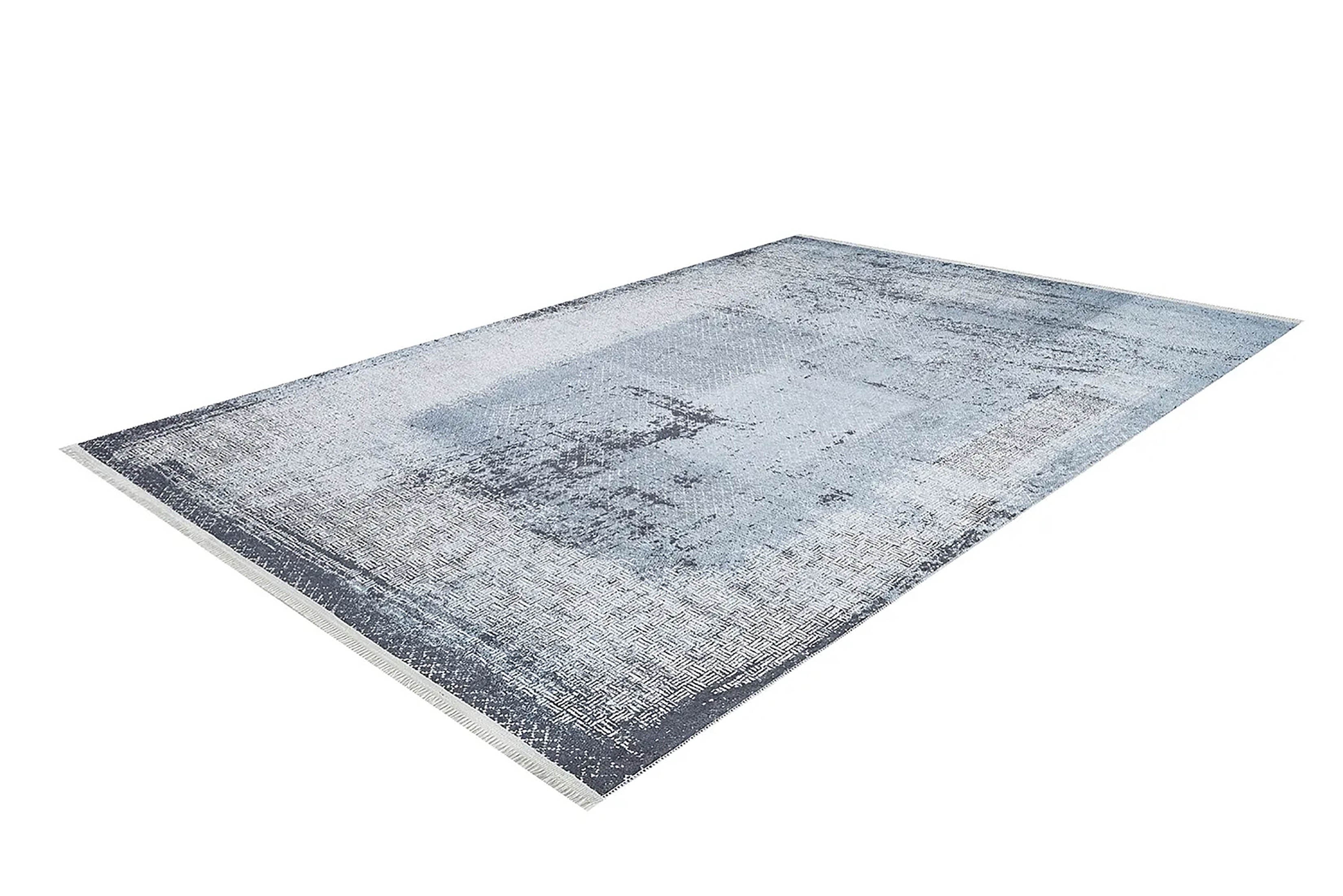 Açık Mavi Gri Soyut Eskitme Modern Halı