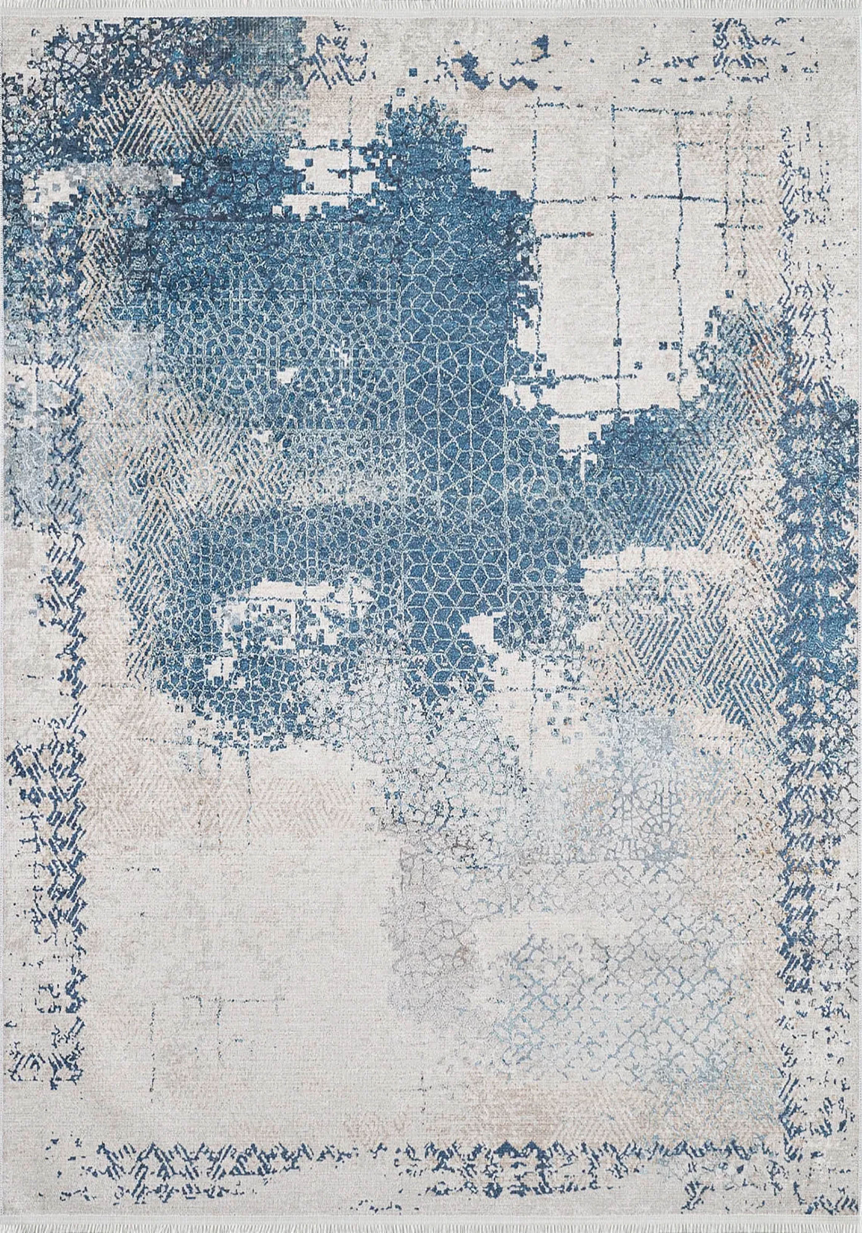 Pale Pink Cream Beige Geometric Patterned Kilim Rug