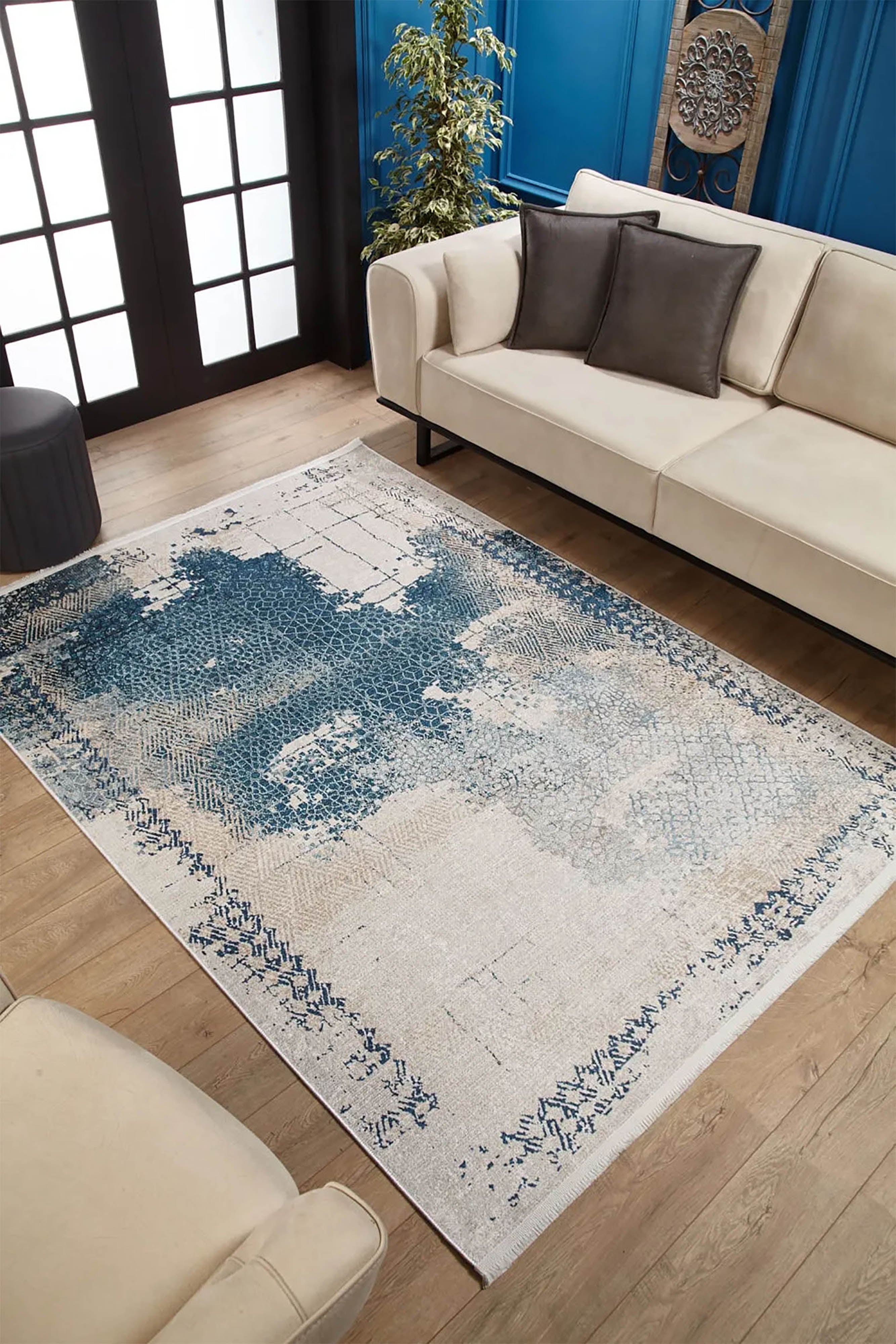 Pale Pink Cream Beige Geometric Patterned Kilim Rug