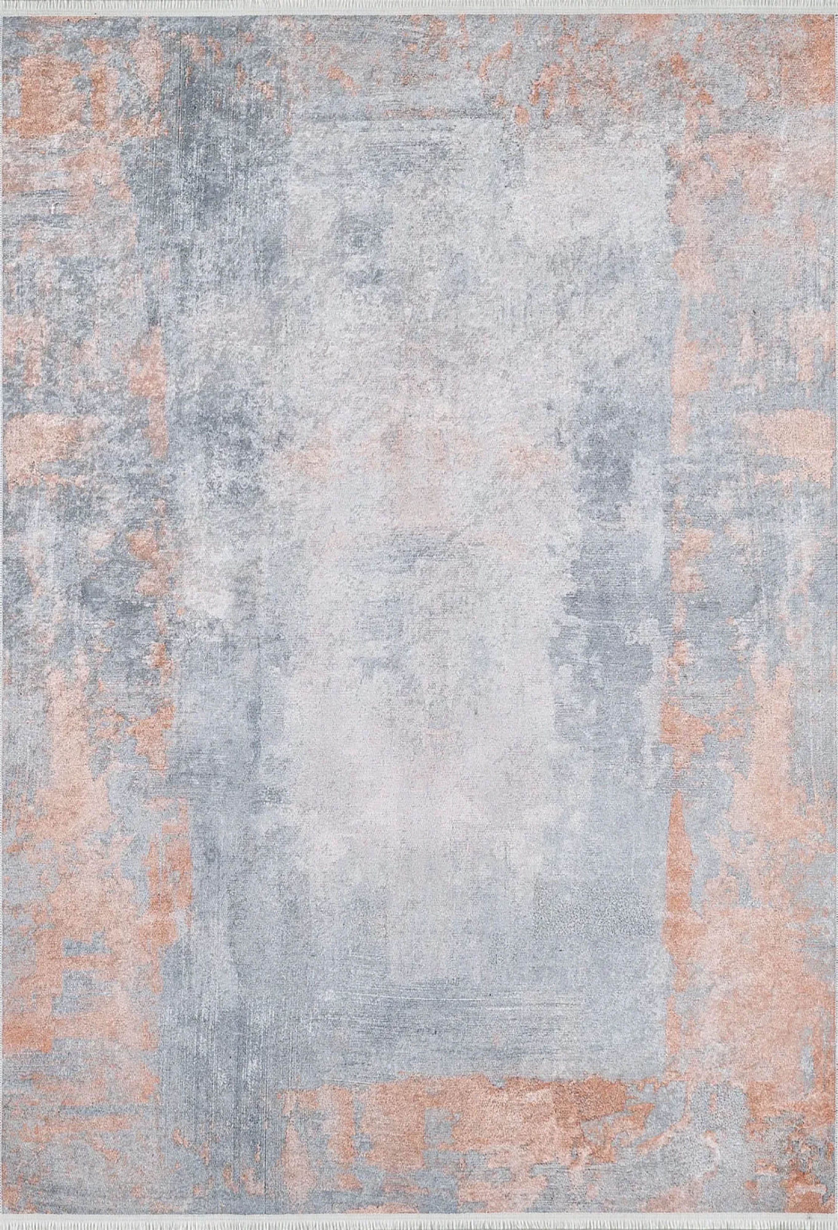 Pale Pink Cream Beige Geometric Patterned Kilim Rug
