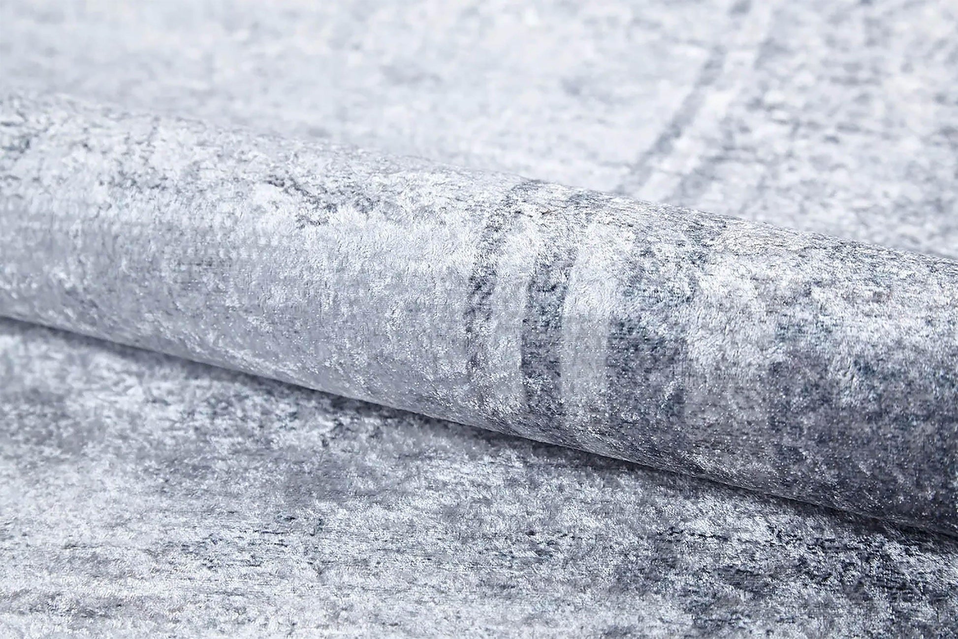 Açık Gri Beyaz Eskitme Soyut Çerçeveli Halı