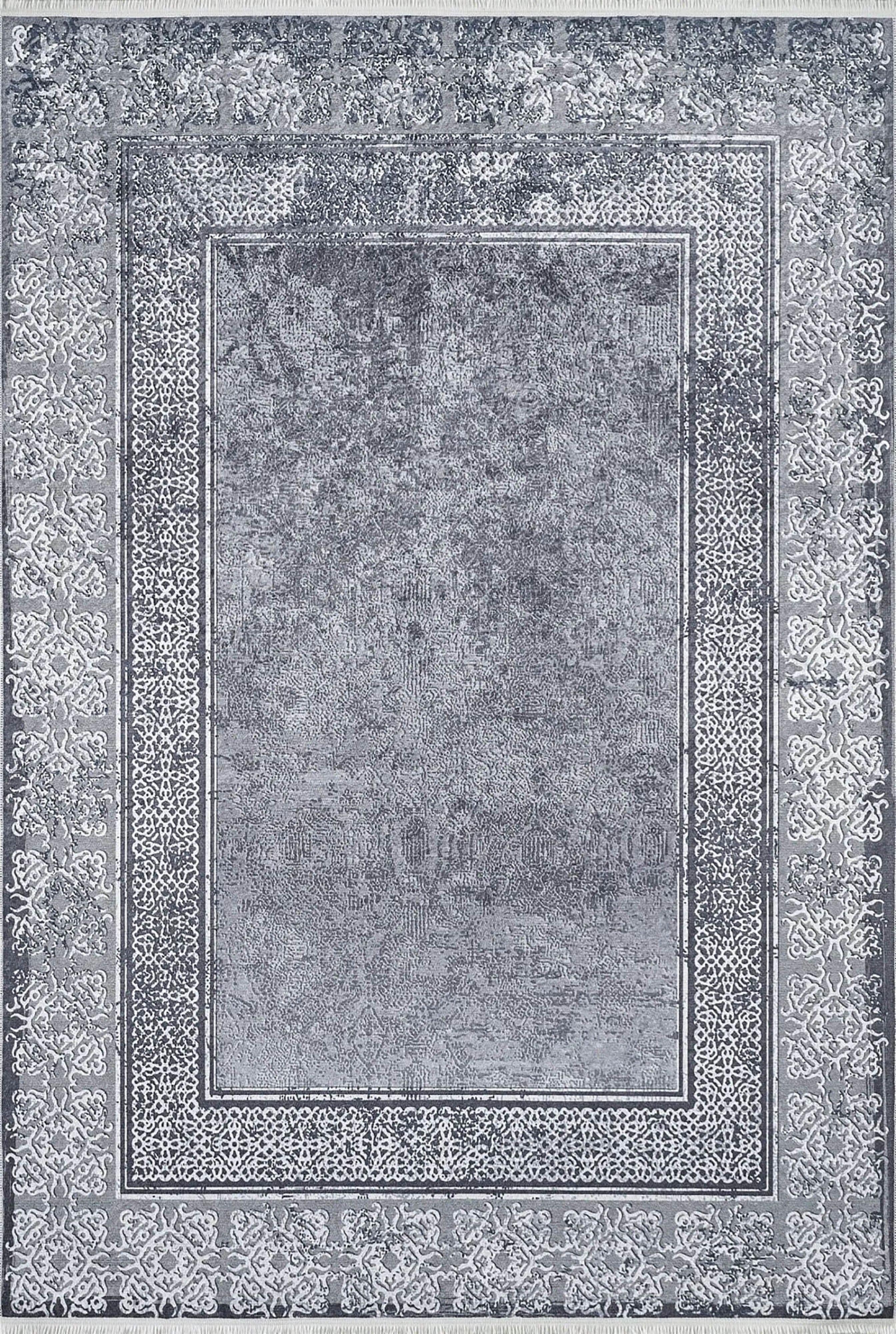 Modern Gri Bordürlü Yıkanabilir Halı