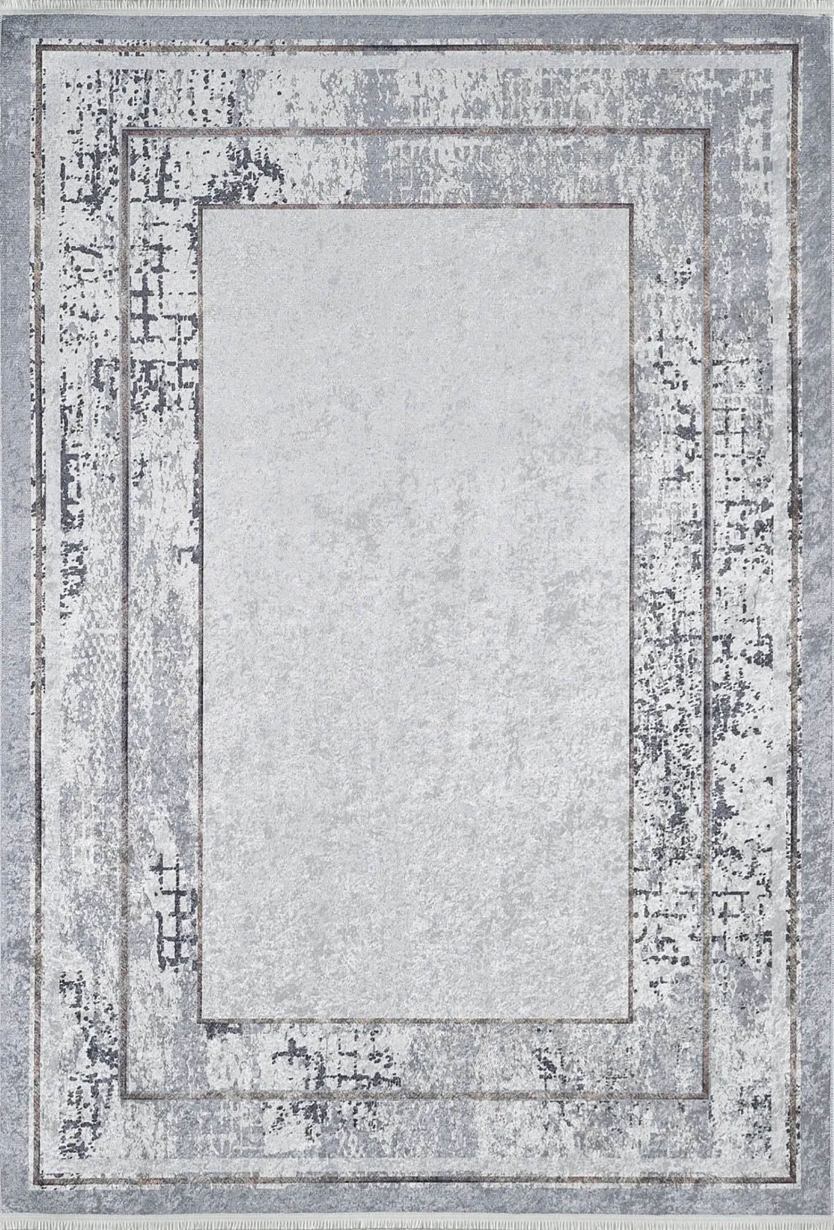 Açık Gri Modern Minimalist Çerçeveli Halı