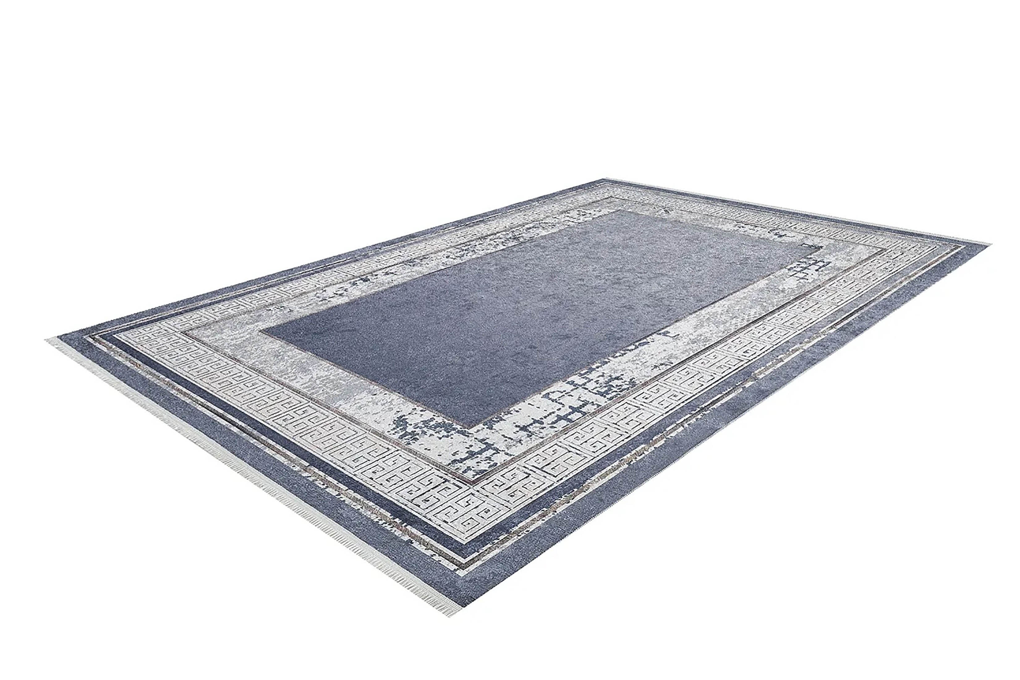 Modern Gri Bordürlü Yunan Anahtar Halı
