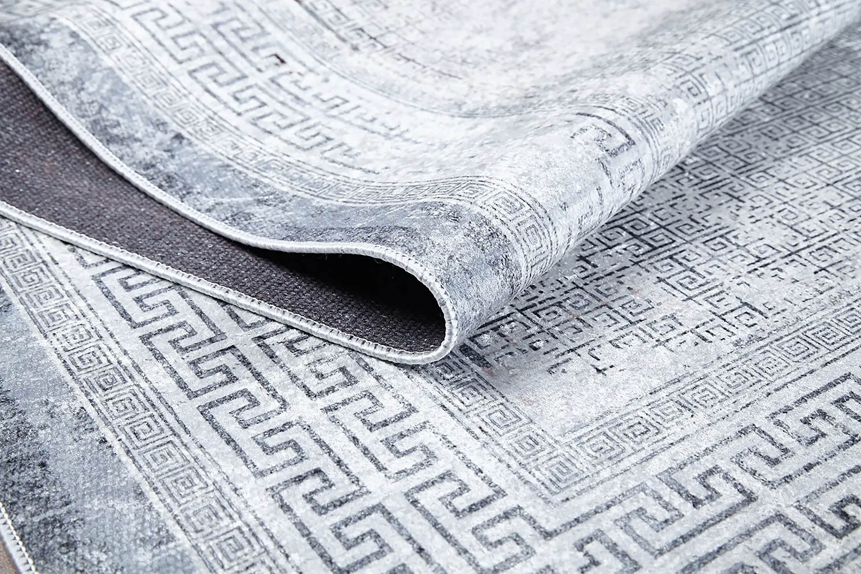 Minimalist Beyaz Gri Modern Bordürlü Halı