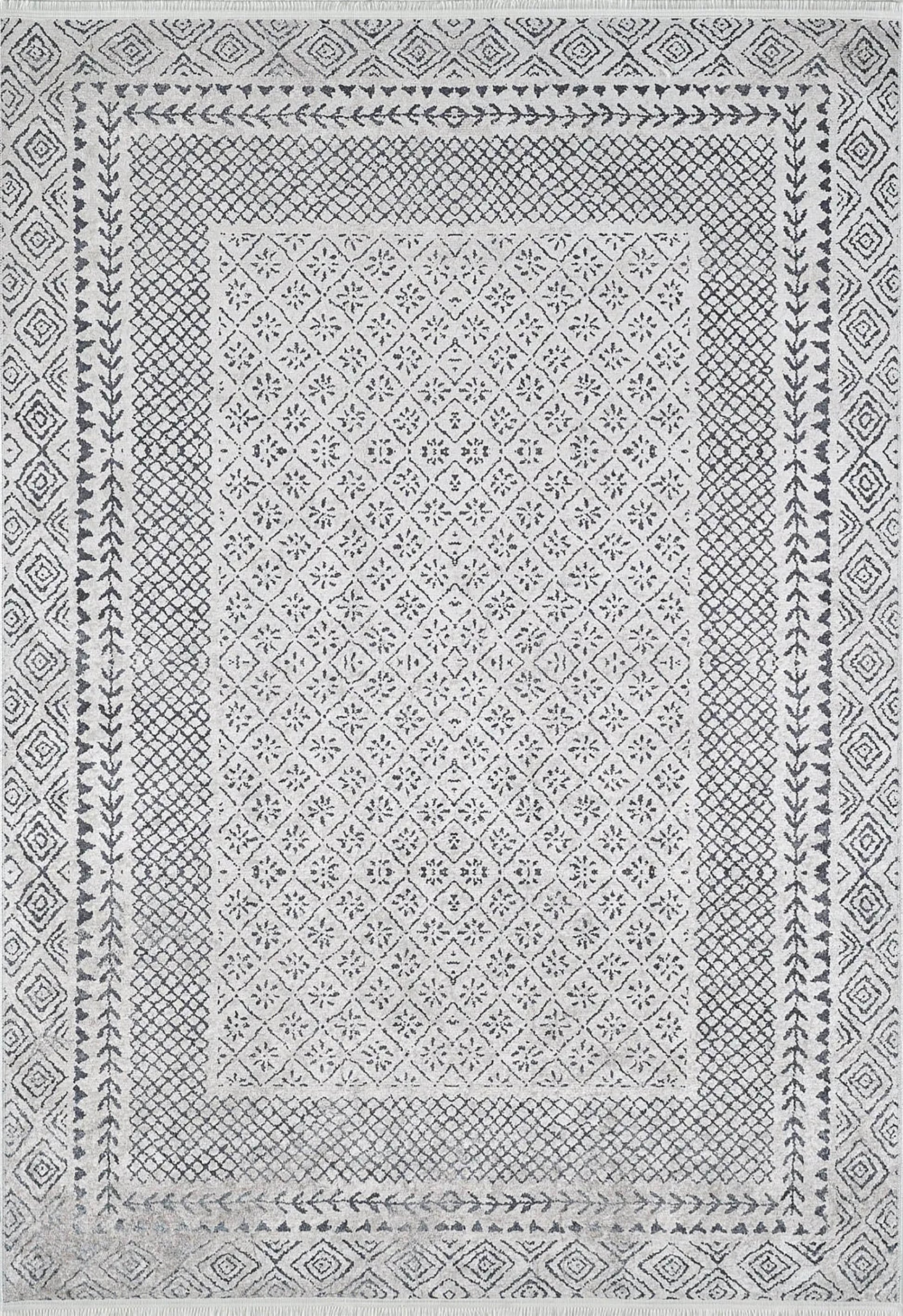 Gri Geometrik Halı - Pera Halı