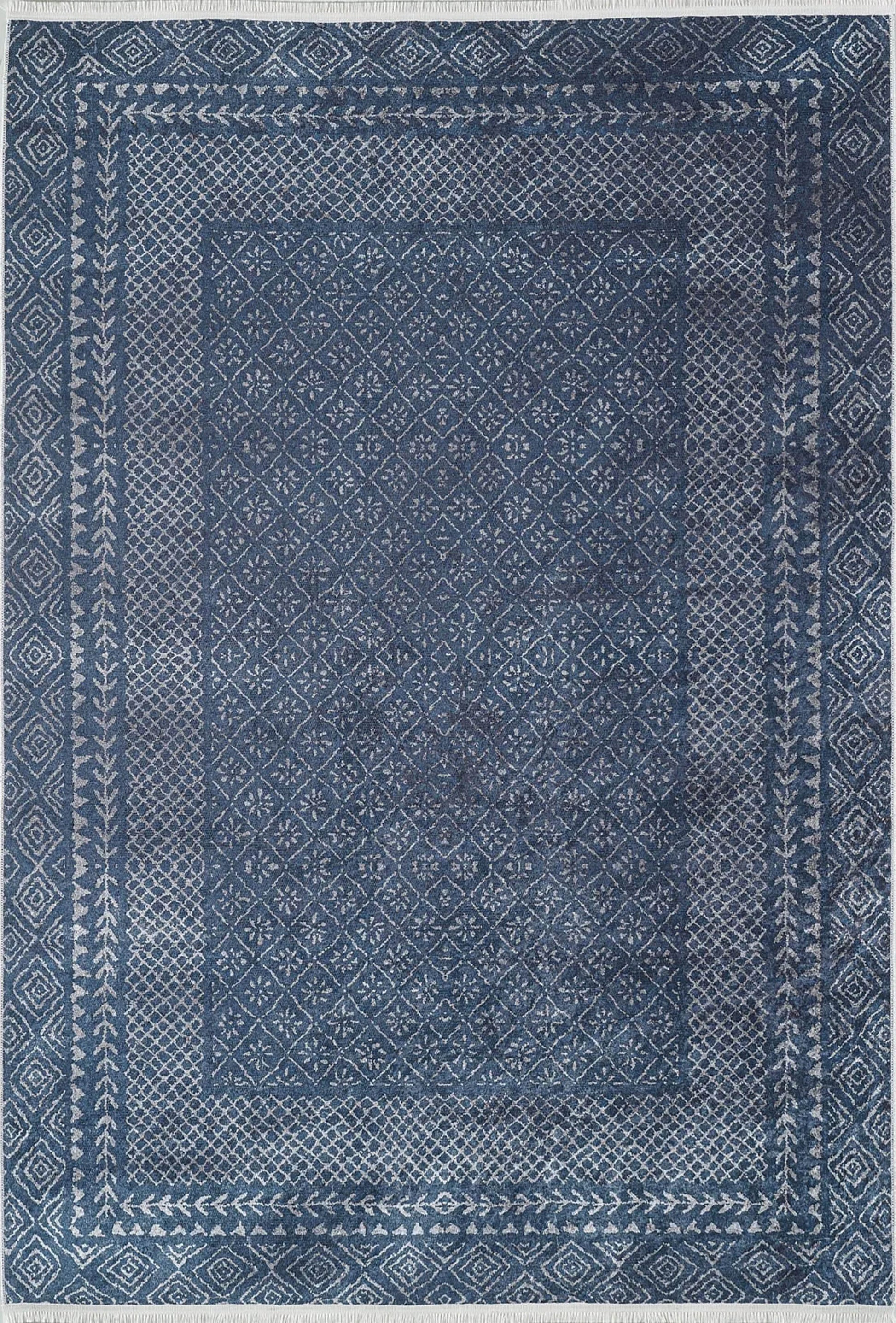 Lacivert Geometrik Desenli Halı - Pera Halı